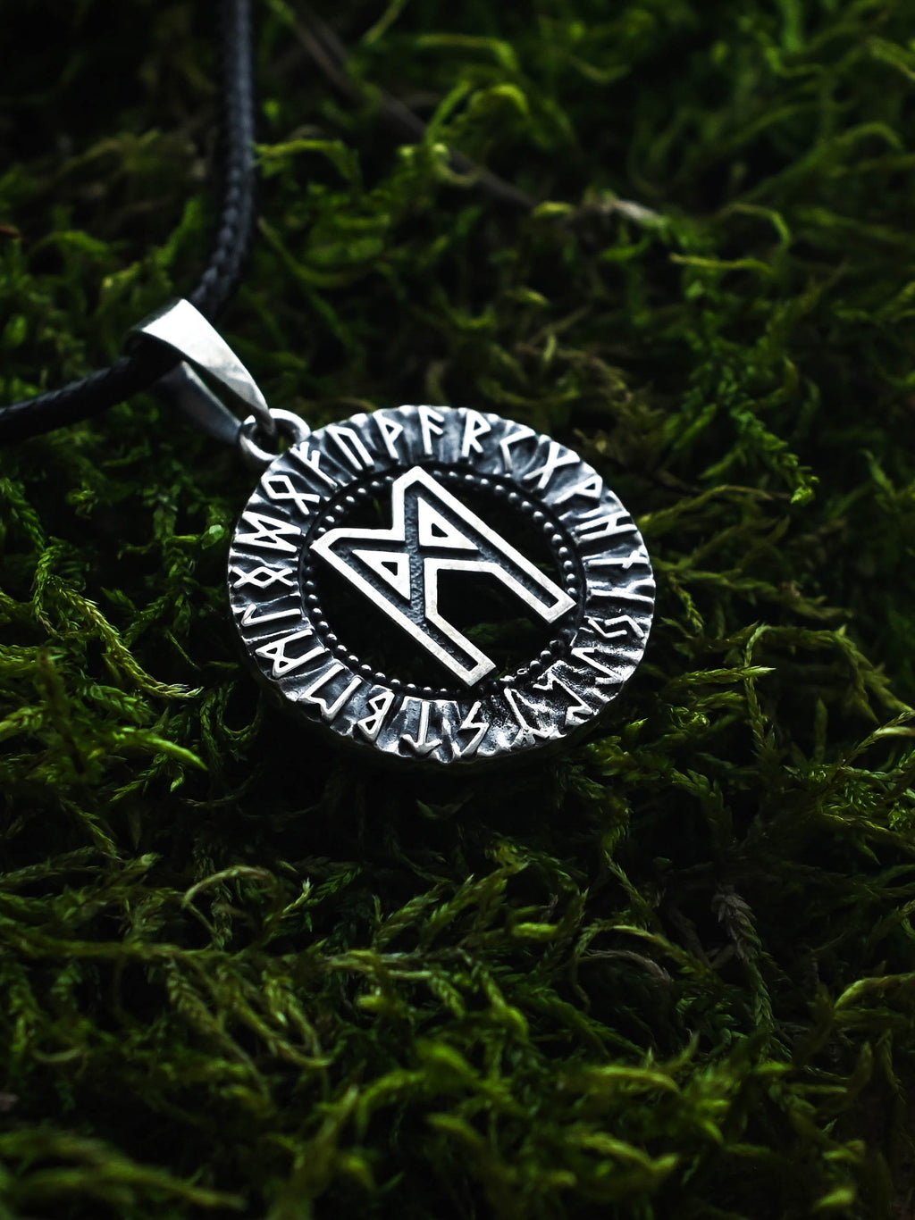 Mannaz Rune Amulet, Elder Futhark, Sterling Silver 925 — Viking & Norse Symbol Pendant