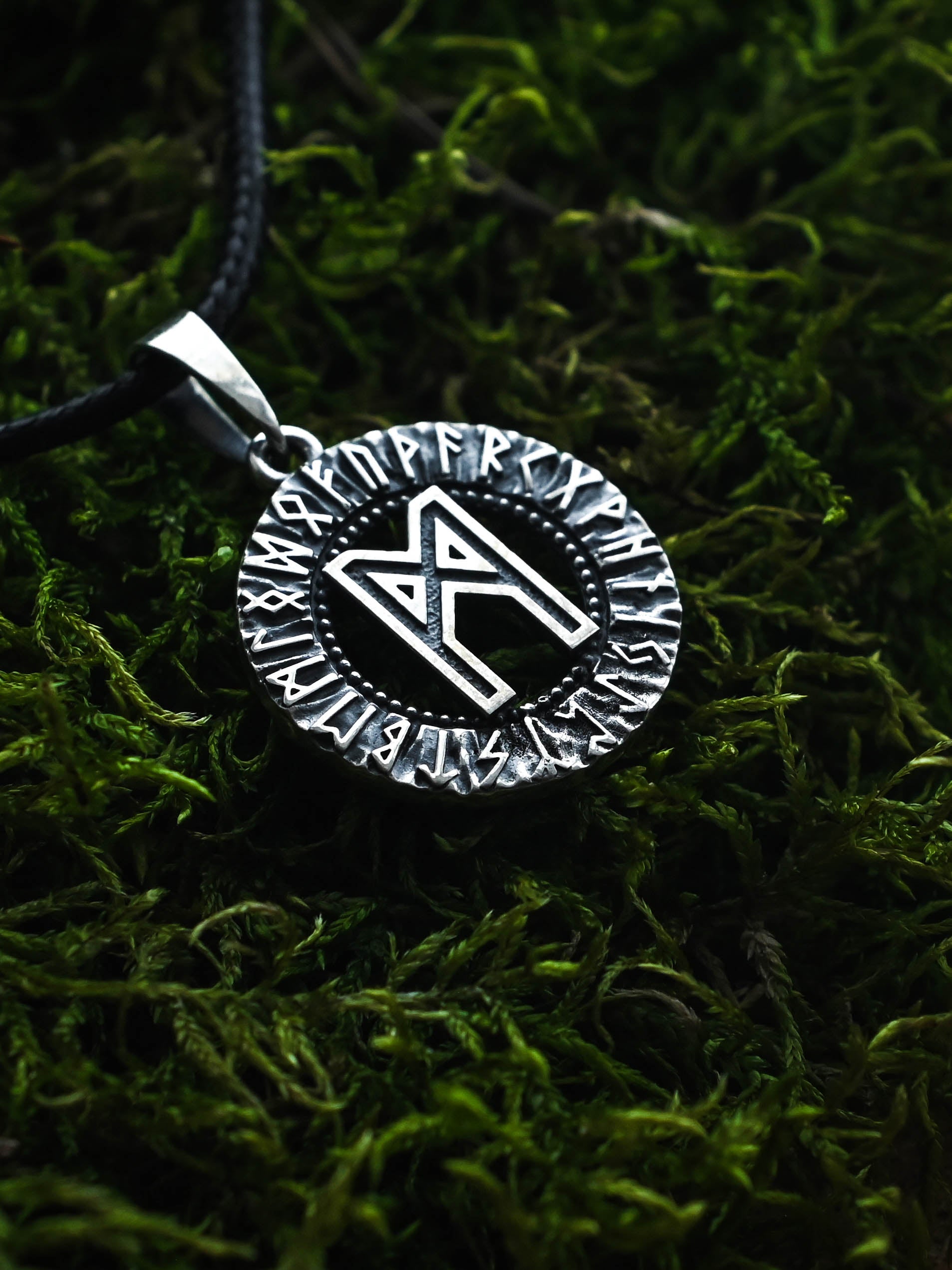 Mannaz Rune Amulet, Elder Futhark, Sterling Silver 925 — Viking & Norse Symbol Pendant
