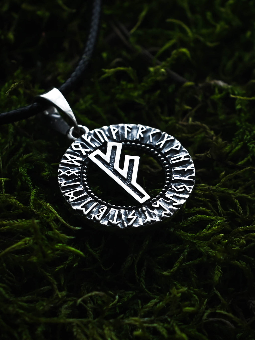 Fehu Rune Amulet, Elder Futhark, Sterling Silver 925 — Viking & Norse Symbol Pendant