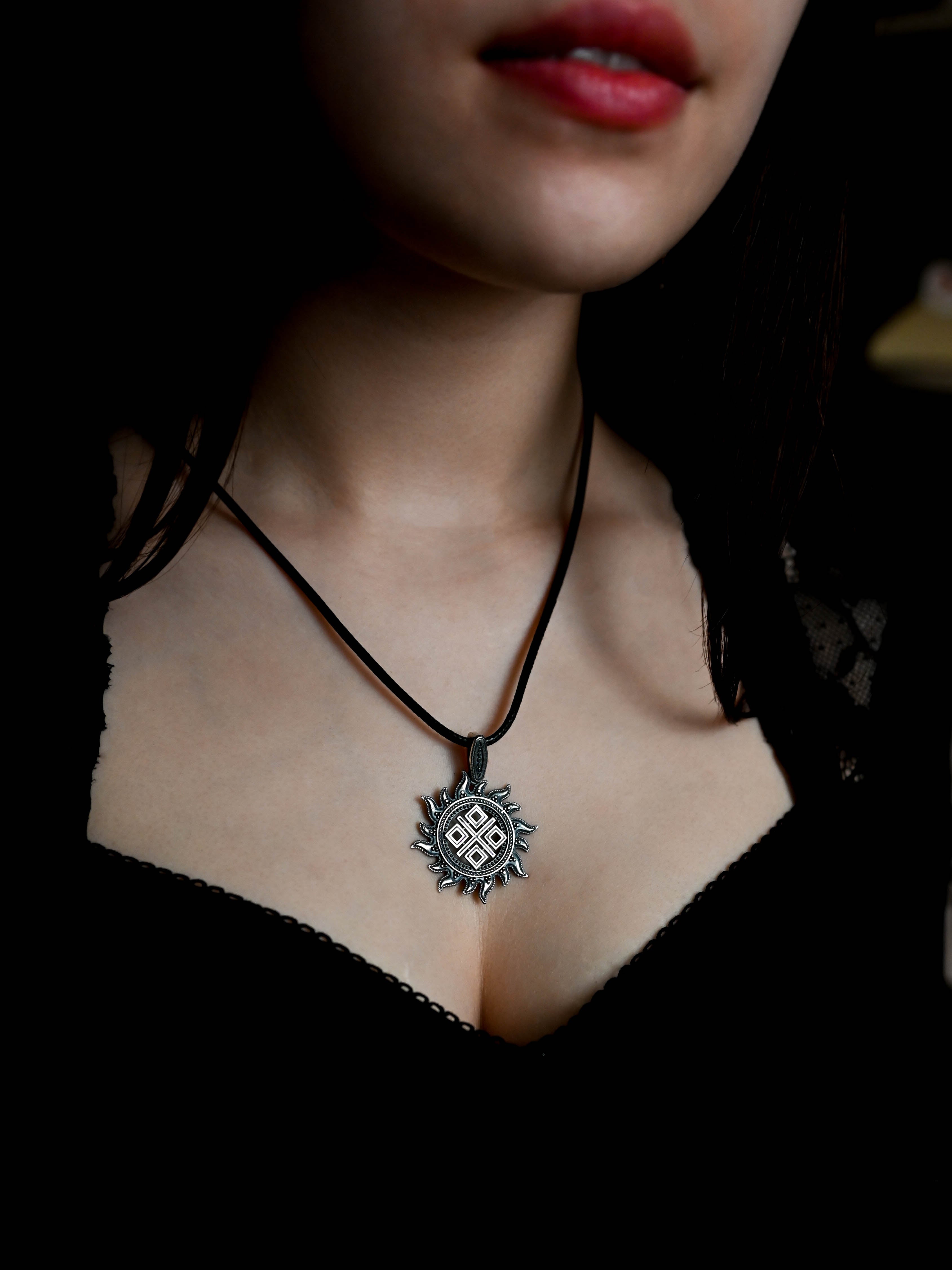 Makosh (Mokosh) in Sun Amulet, Sterling Silver 925 — Slavic, Viking & Norse Pendant
