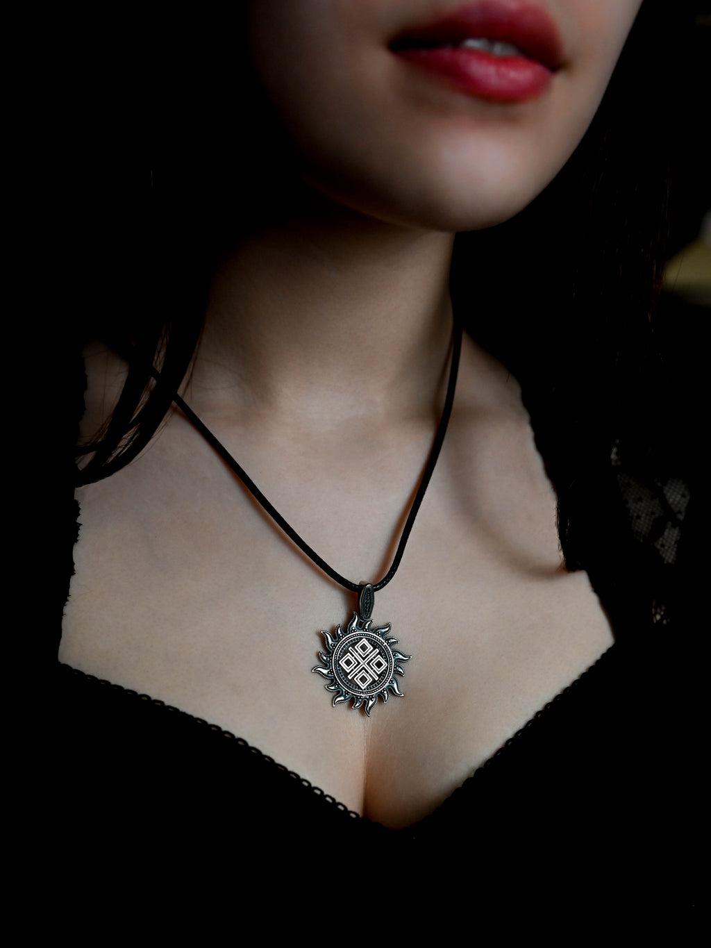 Makosh (Mokosh) in Sun Amulet, Sterling Silver 925 — Slavic, Viking & Norse Pendant
