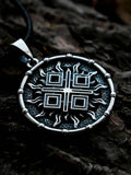 Makosh (Mokosh) Amulet in Sun Disc, Sterling Silver 925 — Slavic, Viking & Norse Symbol Pendant