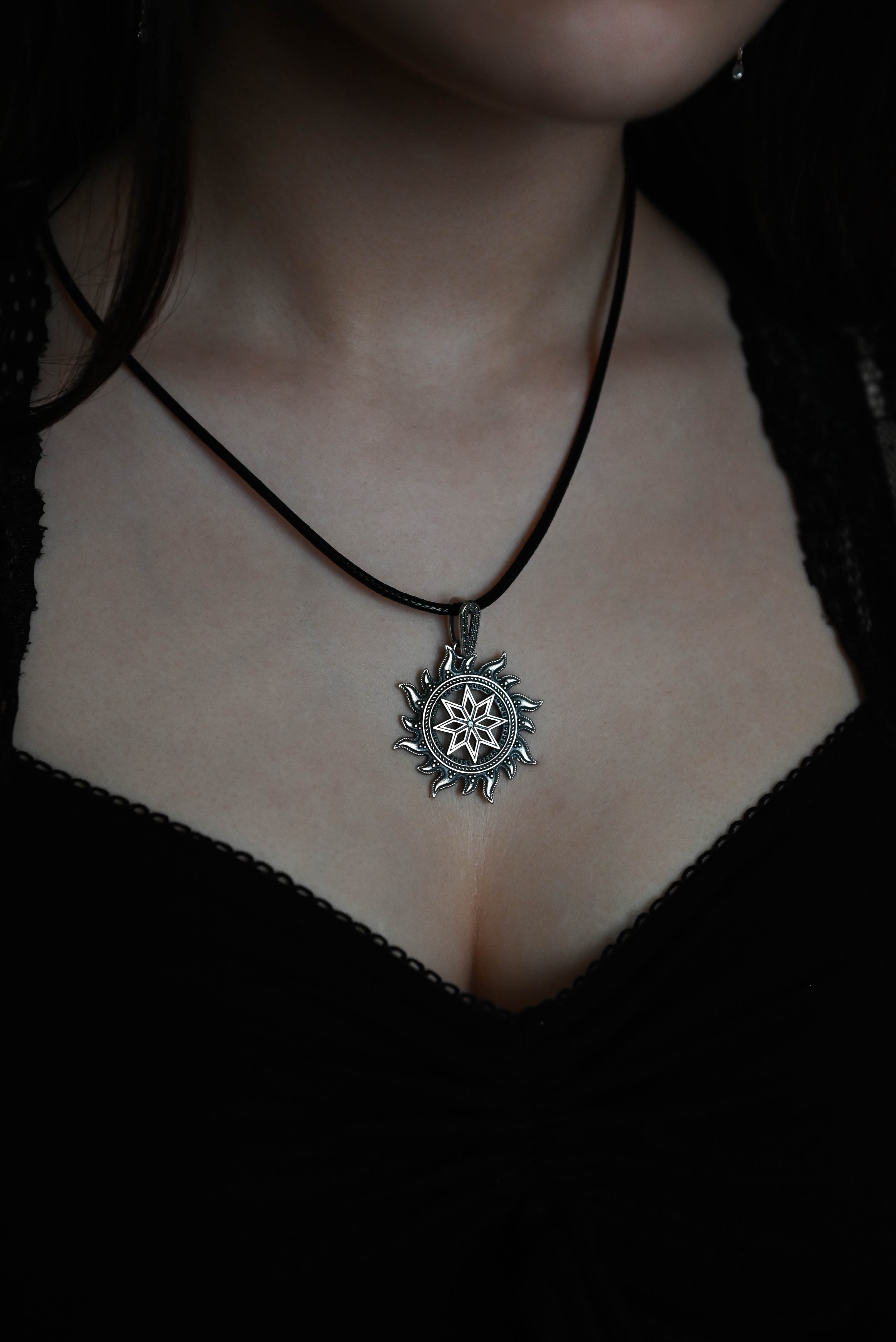 Alatyr in Sun Amulet, Sterling Silver 925 — Slavic, Viking & Norse Pendant