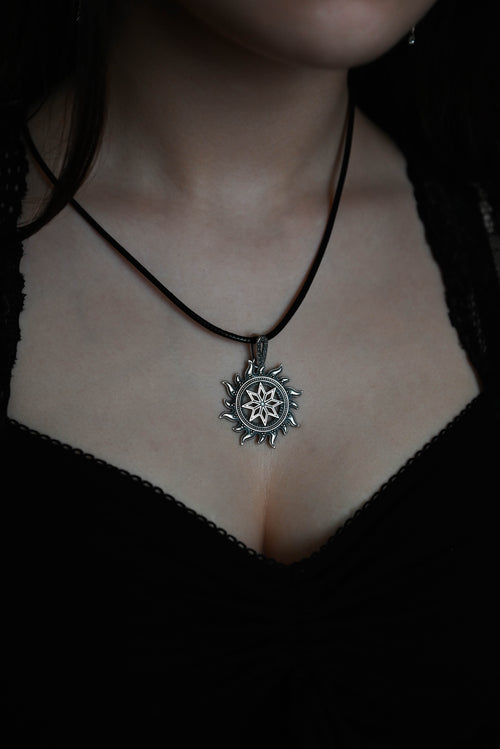 Alatyr in Sun Amulet, Sterling Silver 925 — Slavic, Viking & Norse Pendant