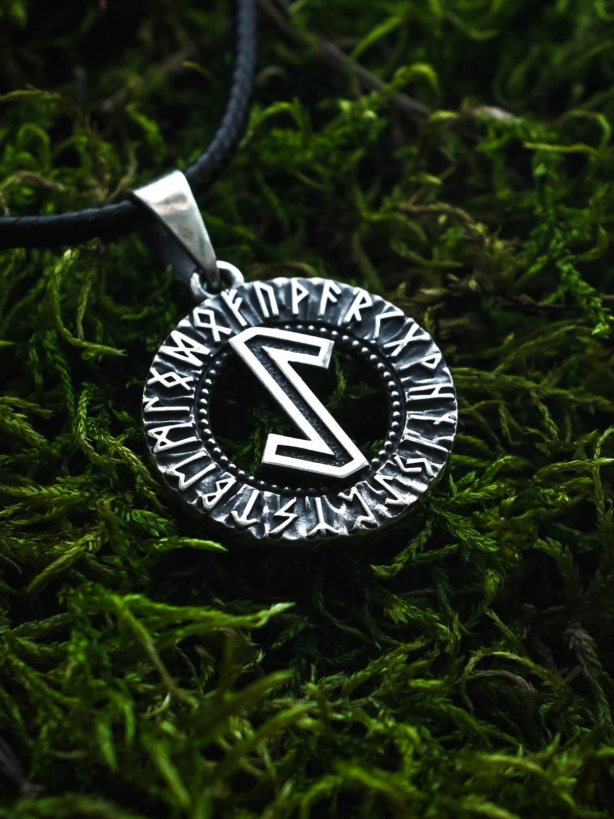 Eihwaz Rune Amulet, Elder Futhark, Sterling Silver 925 — Viking & Norse Symbol Pendant