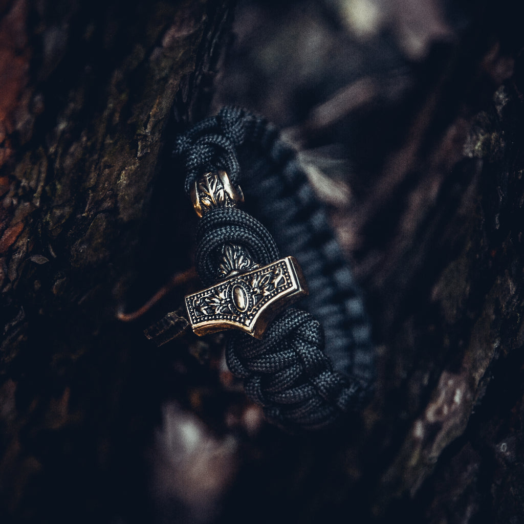 Thor's Hammer Bracelet, Paracord and Bronze