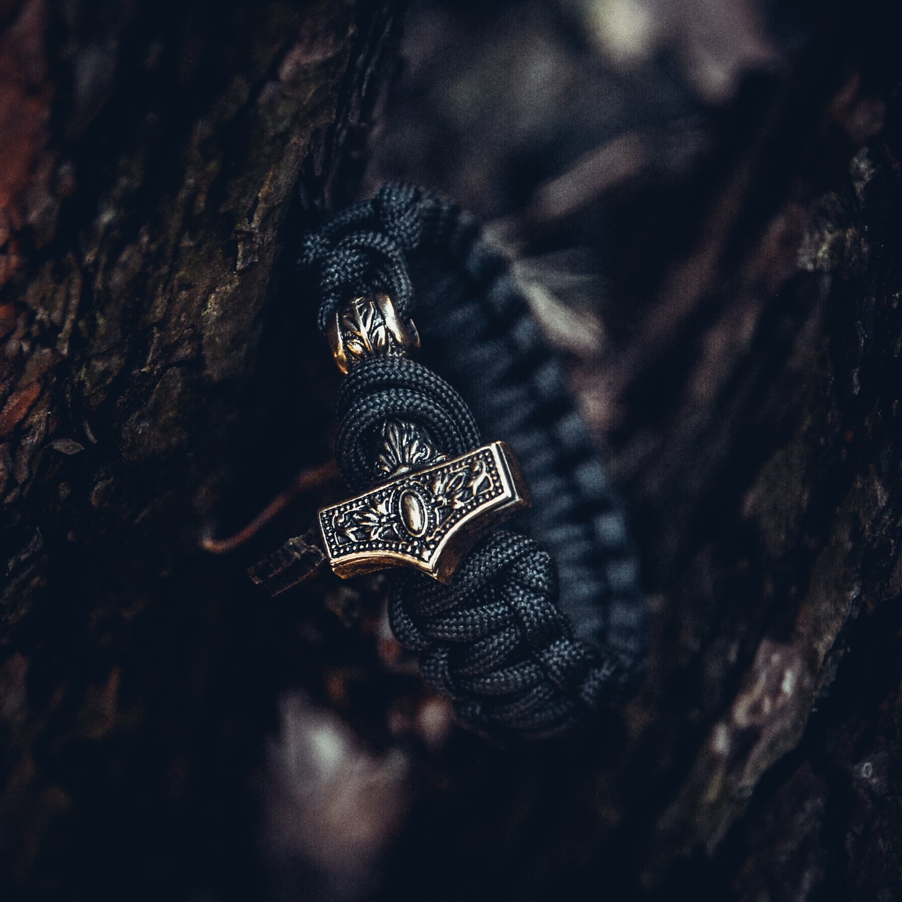 Thor's Hammer Bracelet, Paracord and Bronze