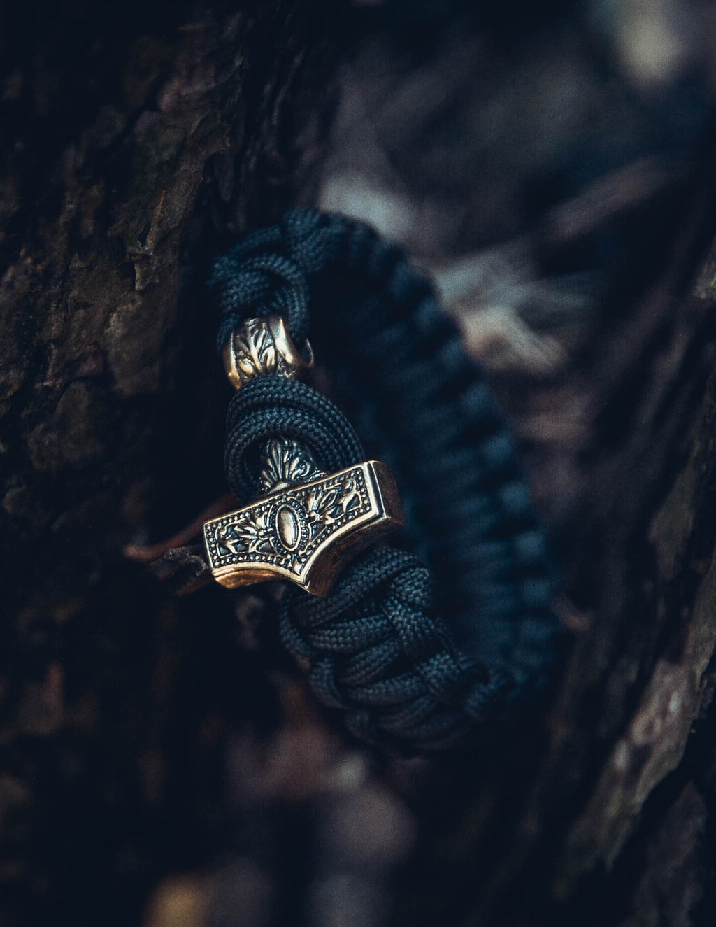 Thor's Hammer Bracelet, Paracord and Bronze