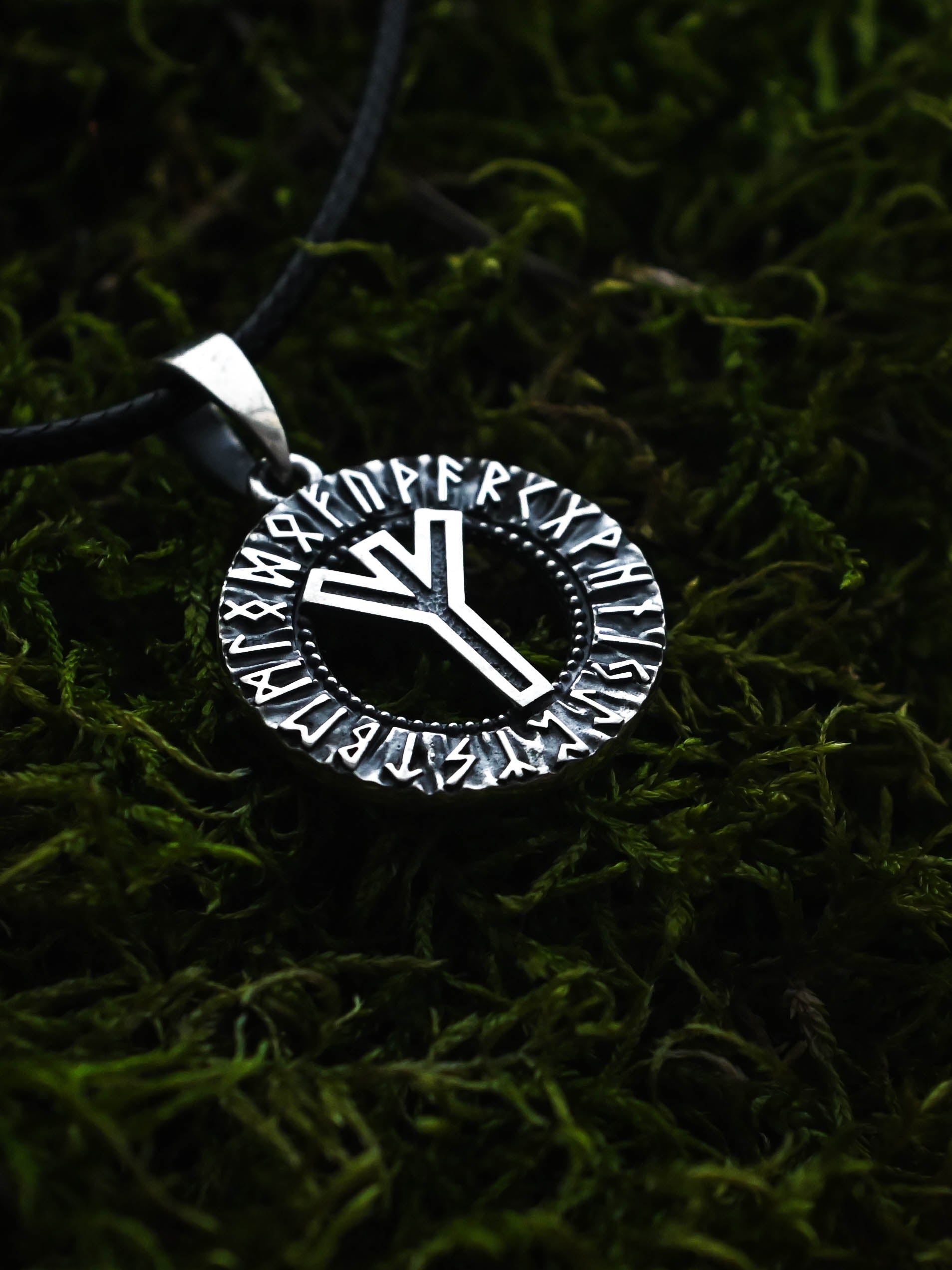 Algiz Rune Amulet, Elder Futhark, Sterling Silver 925 — Viking & Norse Symbol Pendant