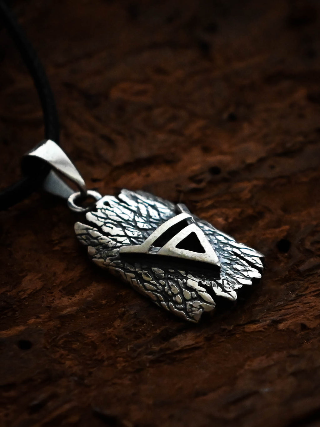 Symbol of Veles on Tree Bark, Sterling Silver 925 — Slavic Symbol Pendant