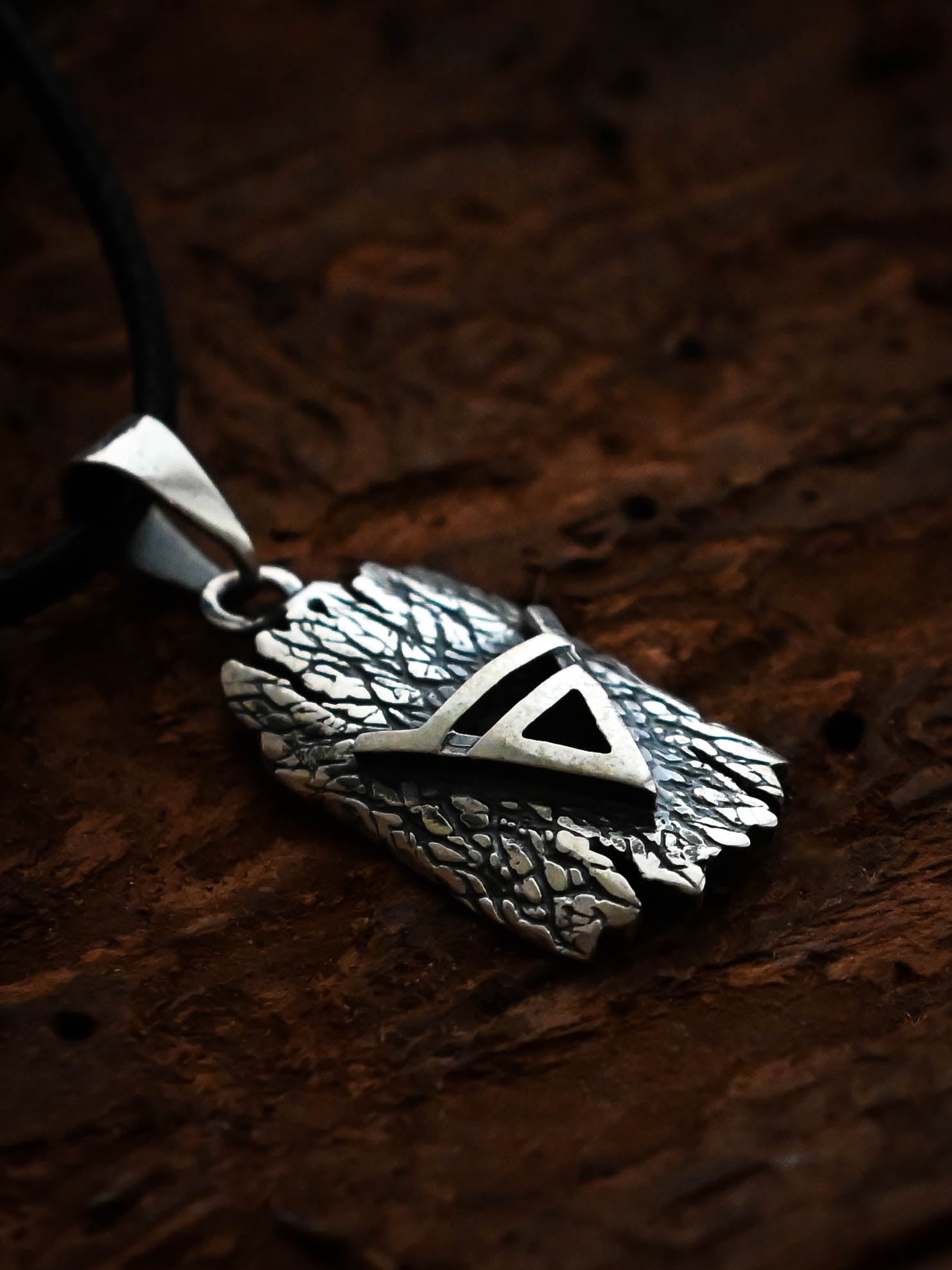 Symbol of Veles on Tree Bark, Sterling Silver 925 — Slavic Symbol Pendant