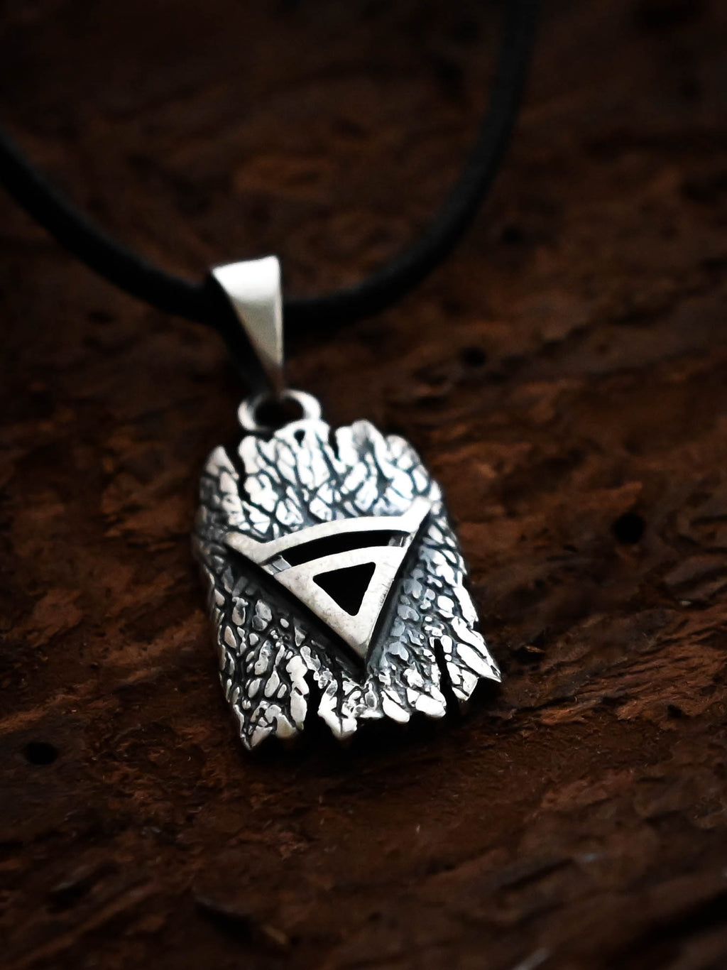 Symbol of Veles on Tree Bark, Sterling Silver 925 — Slavic Symbol Pendant