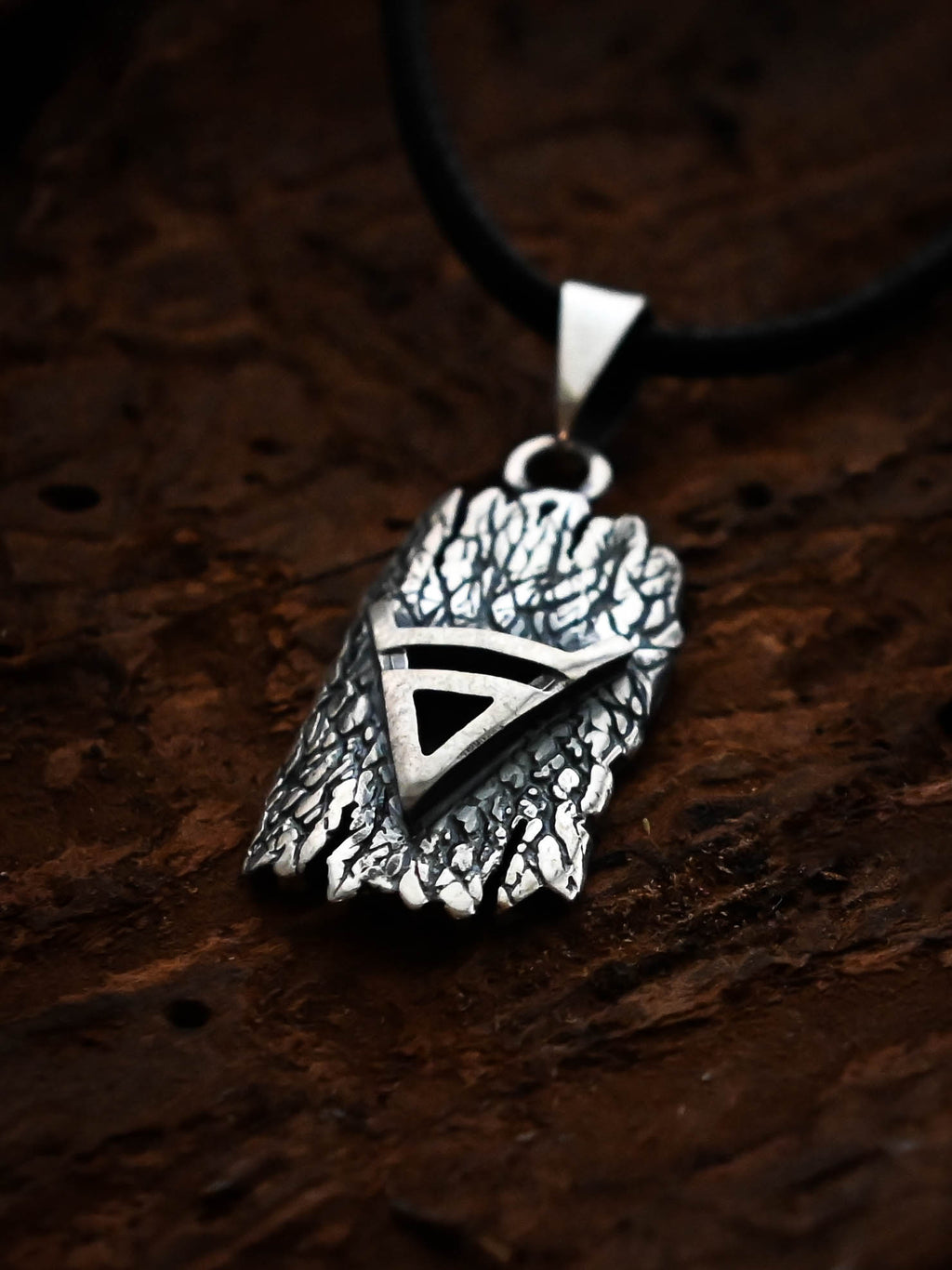 Symbol of Veles on Tree Bark, Sterling Silver 925 — Slavic Symbol Pendant