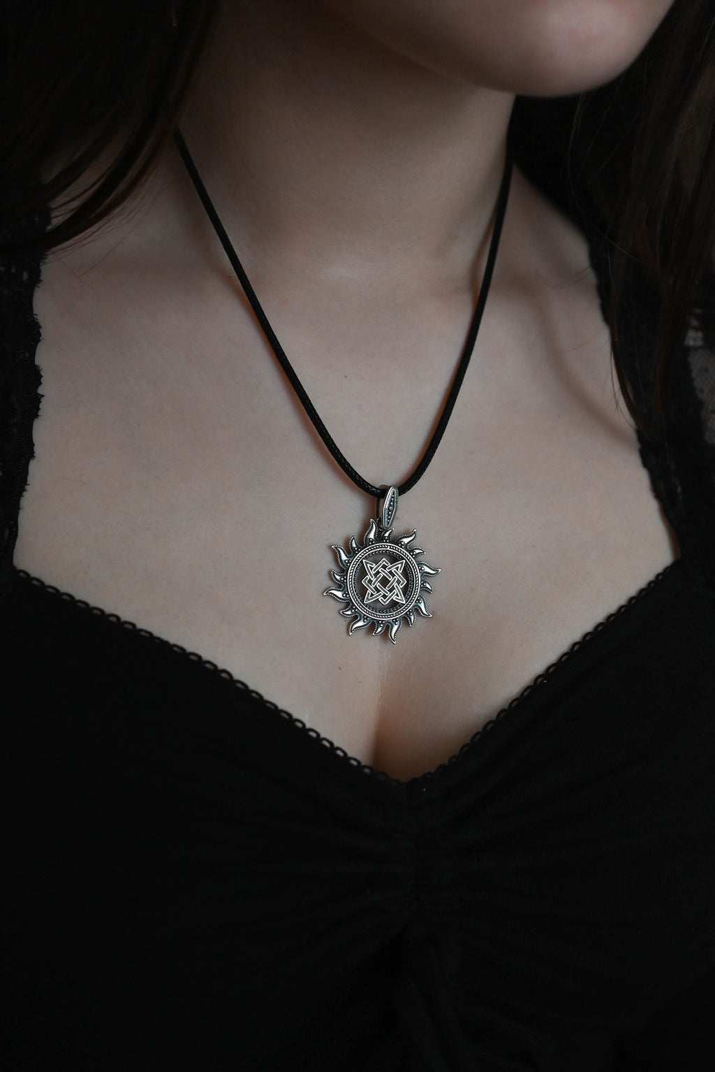 Star of Rus in Sun Amulet, Sterling Silver 925 — Slavic, Viking & Norse Pendant