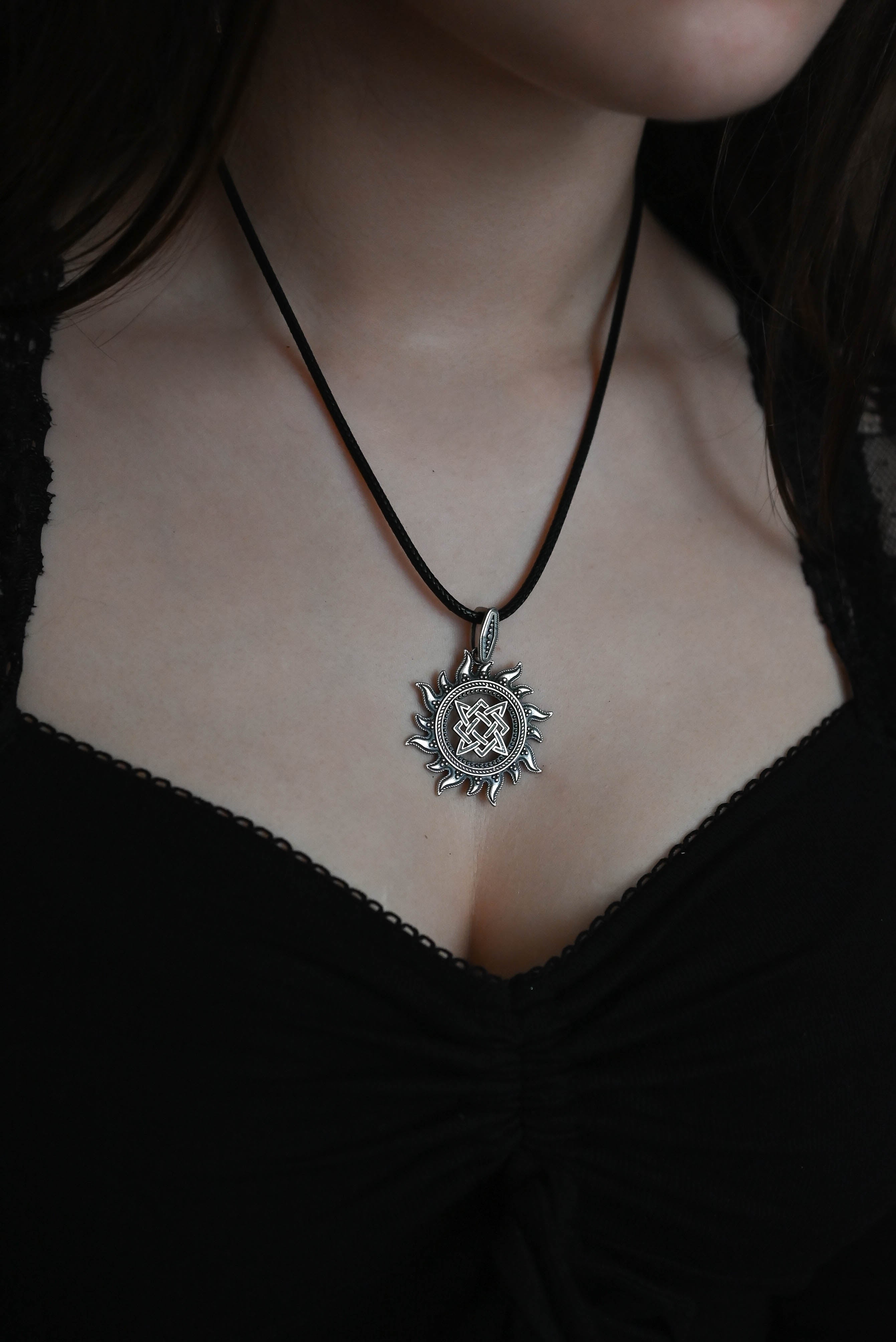 Star of Rus in Sun Amulet, Sterling Silver 925 — Slavic, Viking & Norse Pendant