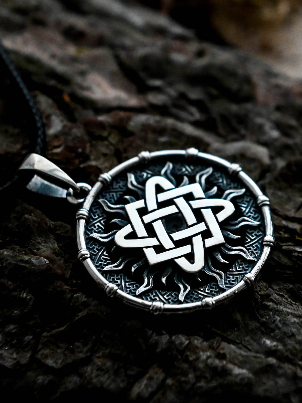 Star of Lada Amulet in Sun Disc, Sterling Silver 925 — Slavic, Viking & Norse Symbol Pendant
