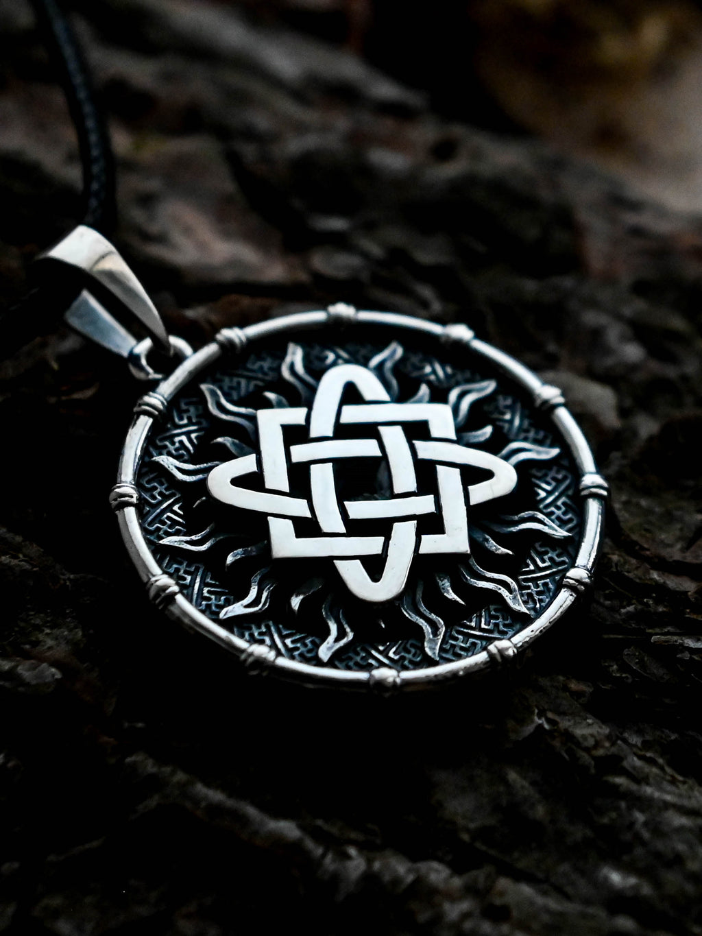 Star of Lada Amulet in Sun Disc, Sterling Silver 925 — Slavic, Viking & Norse Symbol Pendant