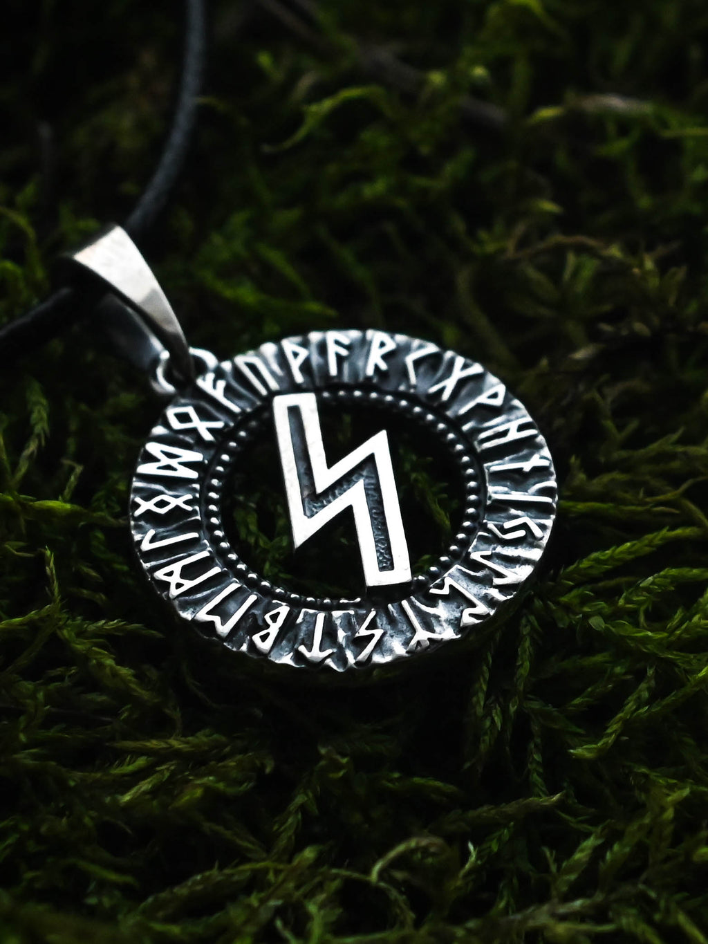 Sowilo Rune Amulet, Elder Futhark, Sterling Silver 925 — Viking & Norse Symbol Pendant