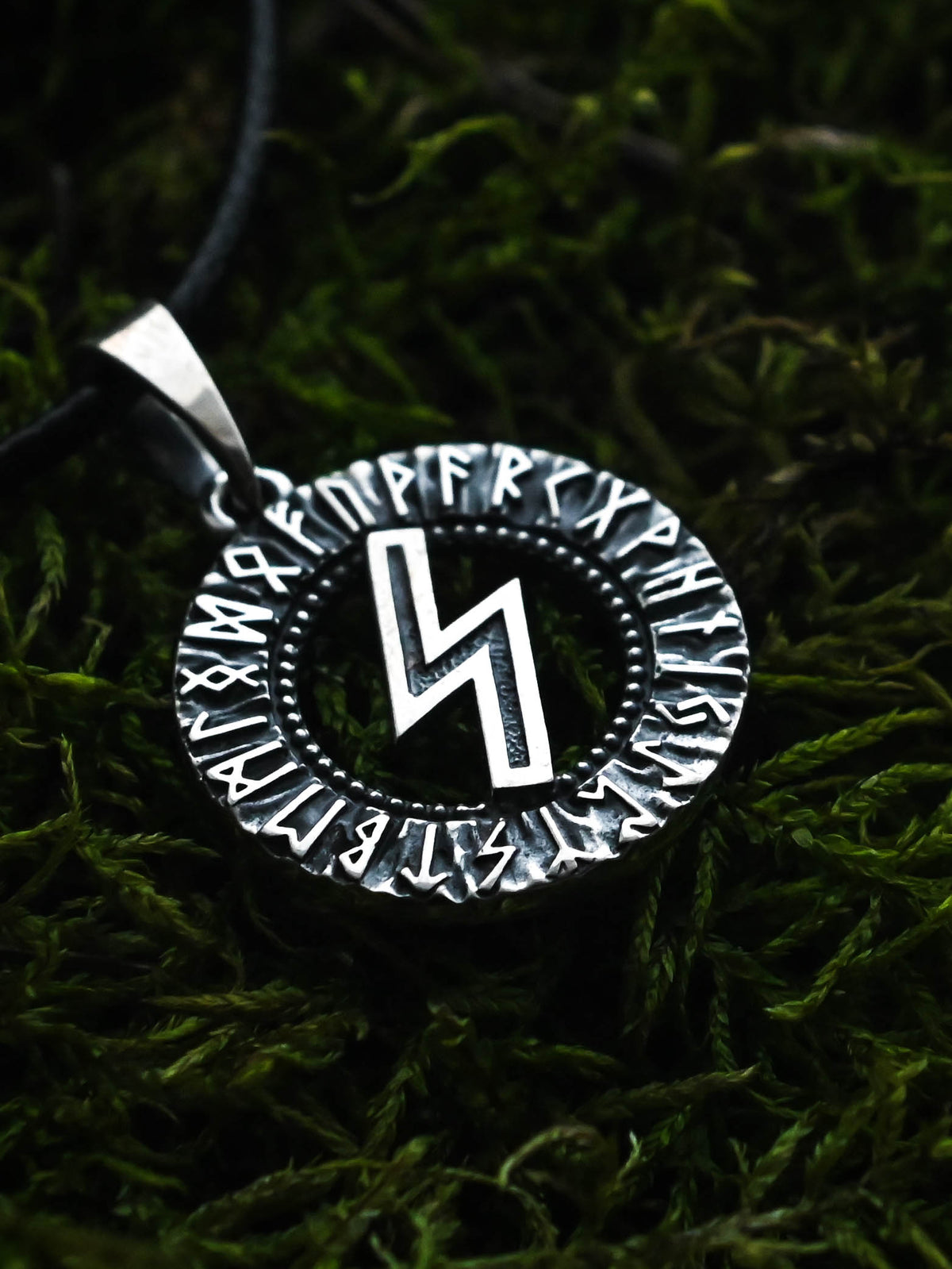 Sowilo Rune Amulet, Elder Futhark, Sterling Silver 925 — Viking & Norse Symbol Pendant