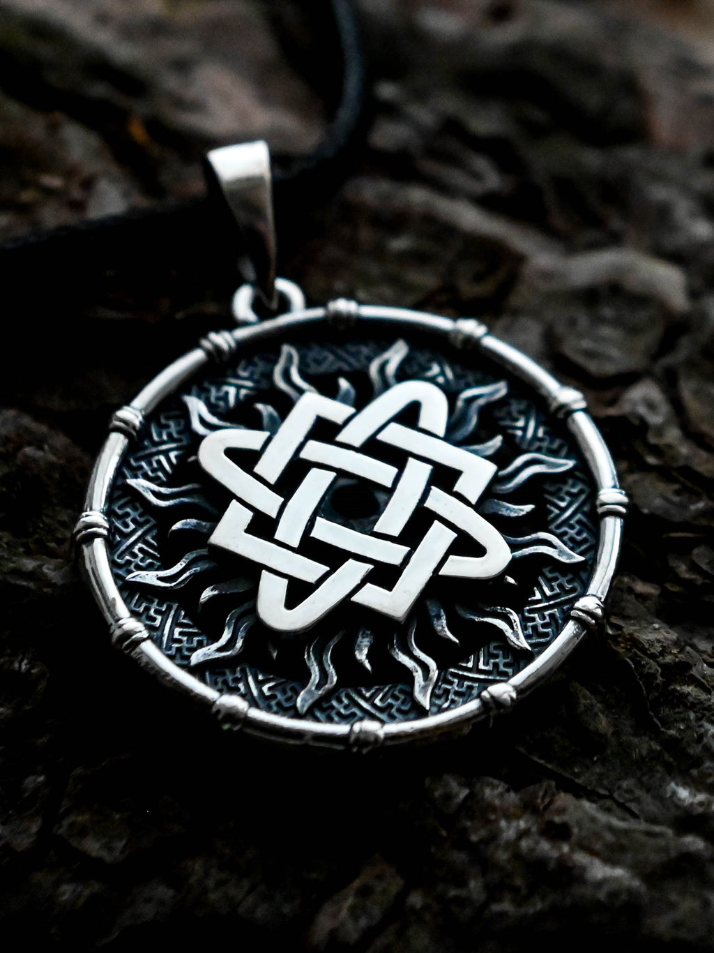 Star of Lada Amulet in Sun Disc, Sterling Silver 925 — Slavic, Viking & Norse Symbol Pendant