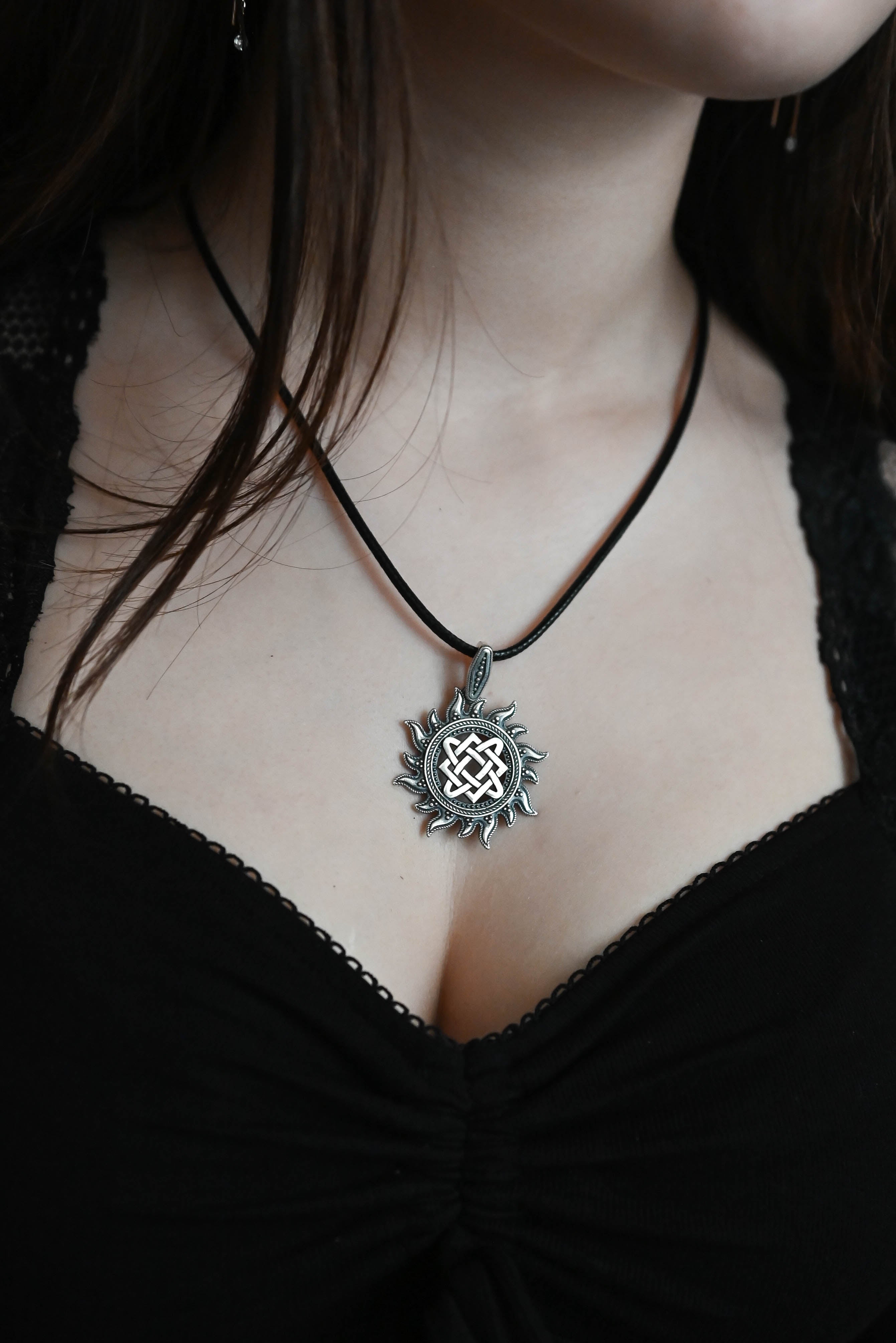 Star of Lada in Sun Amulet, Sterling Silver 925 — Slavic, Viking & Norse Pendant