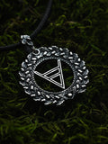 Symbol of Veles Amulet in Oak Wreath, Sterling Silver 925 — Slavic, Viking & Norse Symbol Pendant