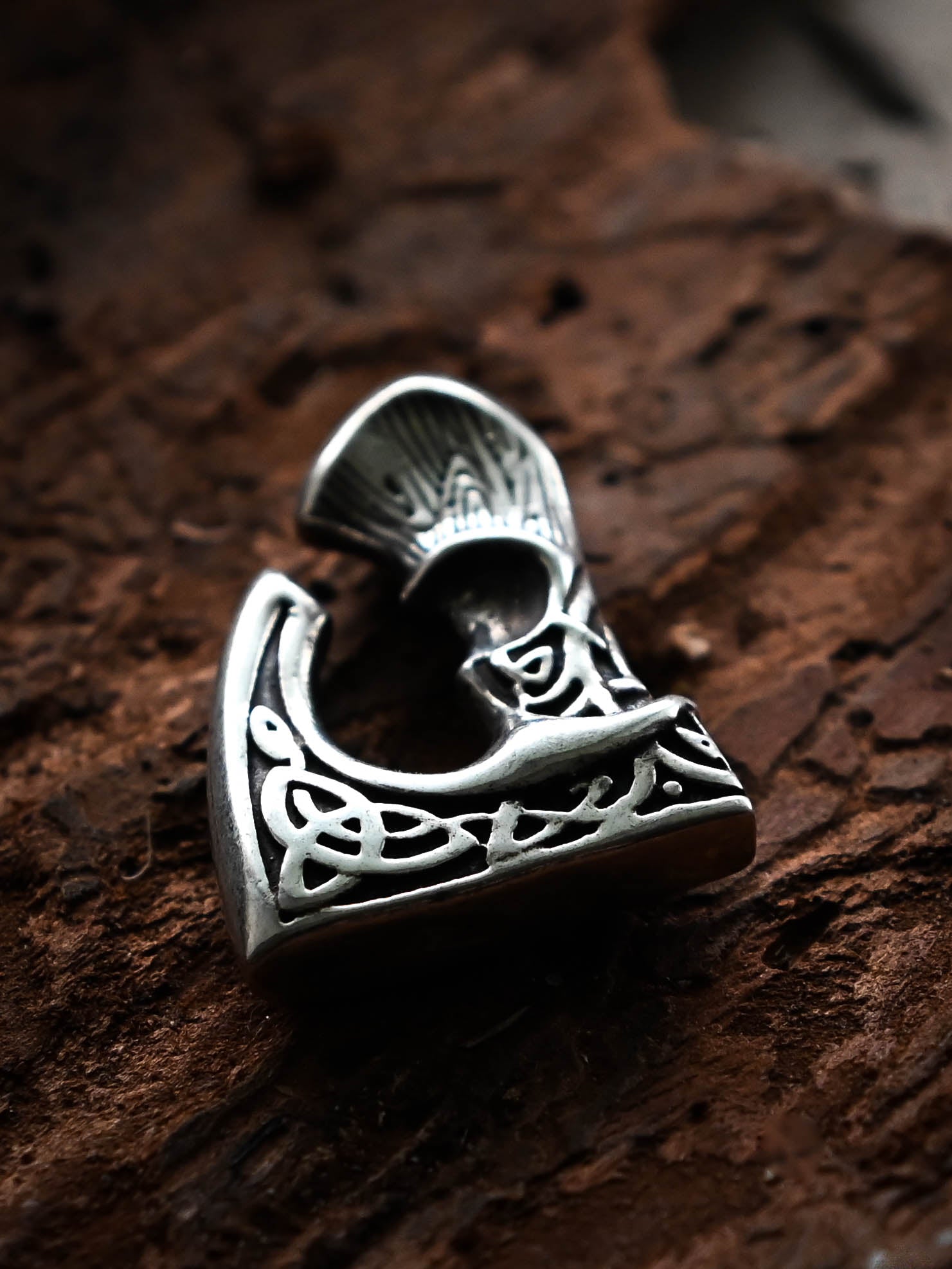 Viking Axe with Patterns, Sterling Silver 925 — Viking Symbol Pendant
