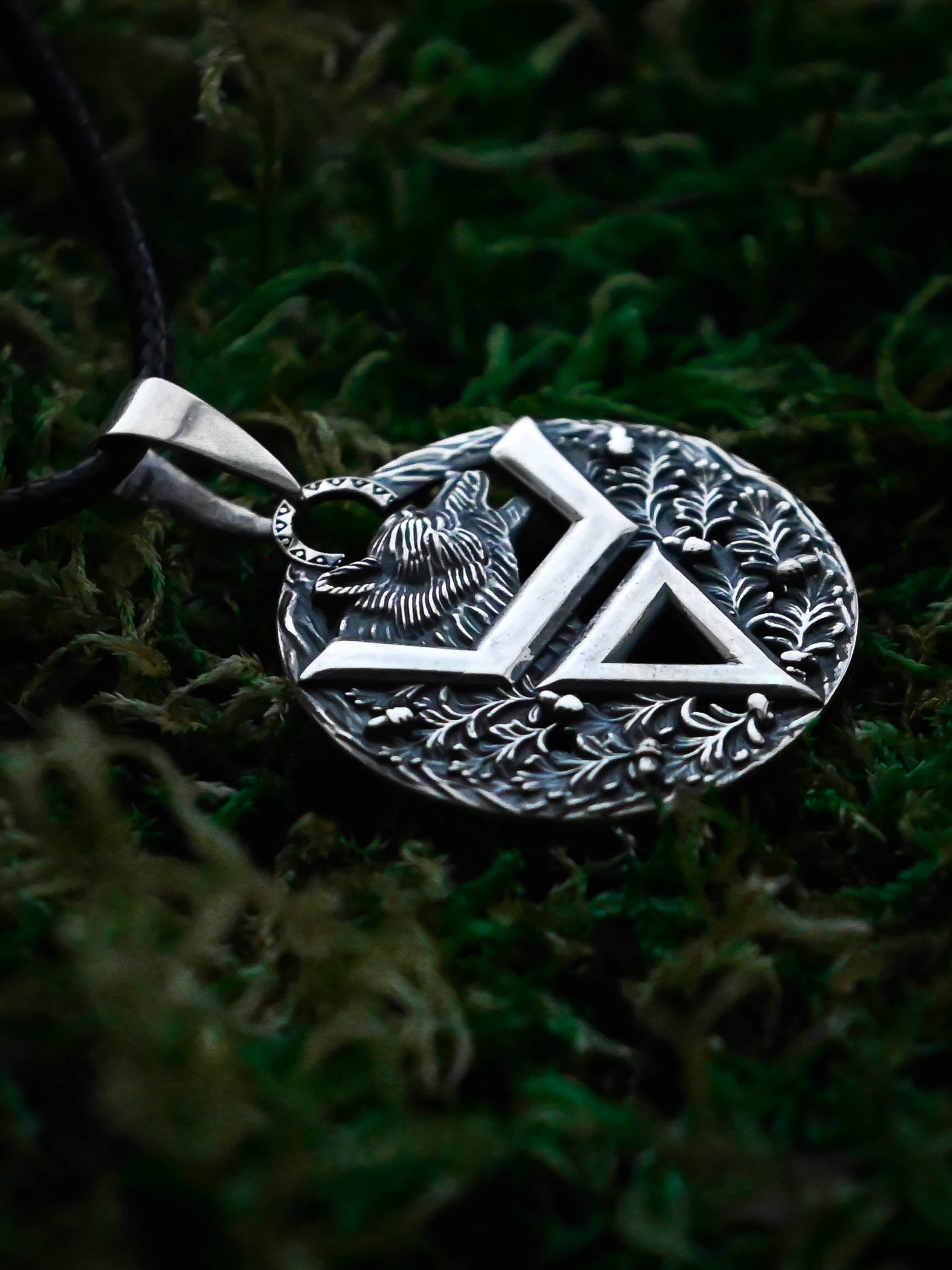 Symbol of Veles with Bear, Sterling Silver 925 — Slavic Symbol Pendant