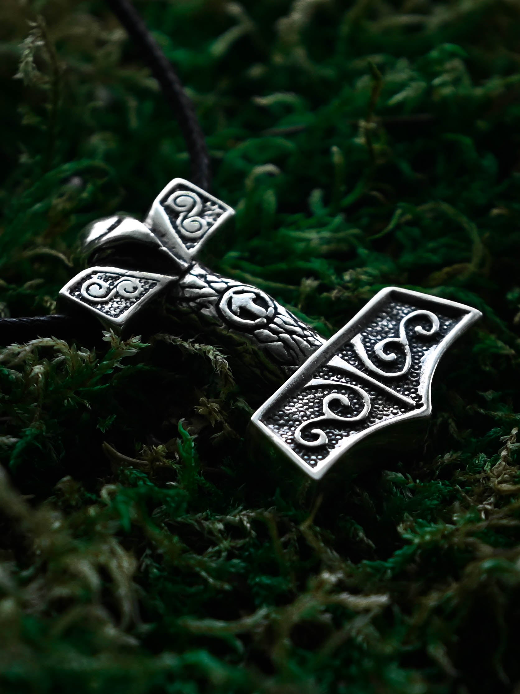 Thor's Hammer with Tiwaz Symbol, Sterling Silver 925 — Viking Symbol Pendant