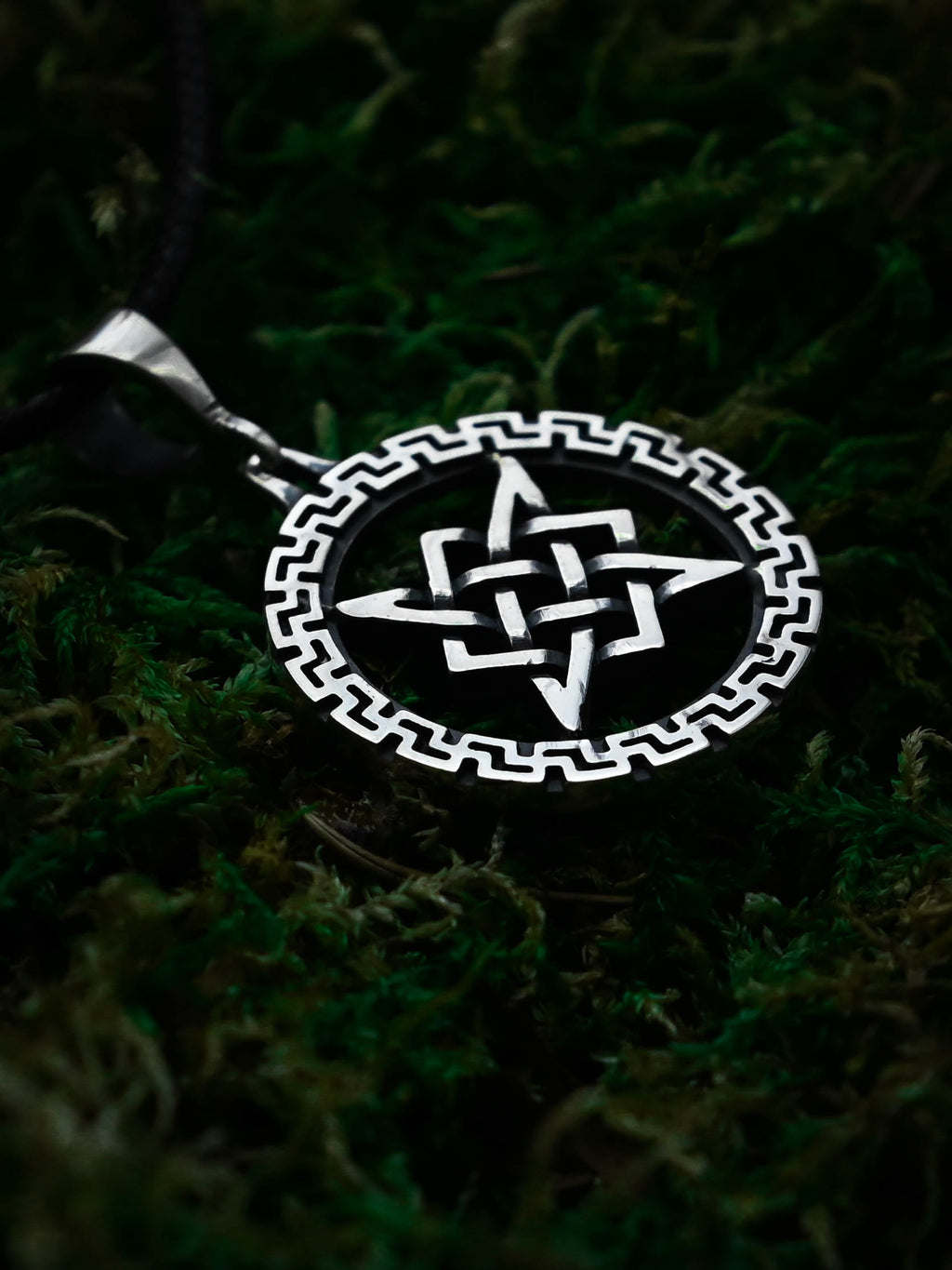 Star of Rus Amulet in a Rim, Sterling Silver 925 — Slavic Symbol Pendant