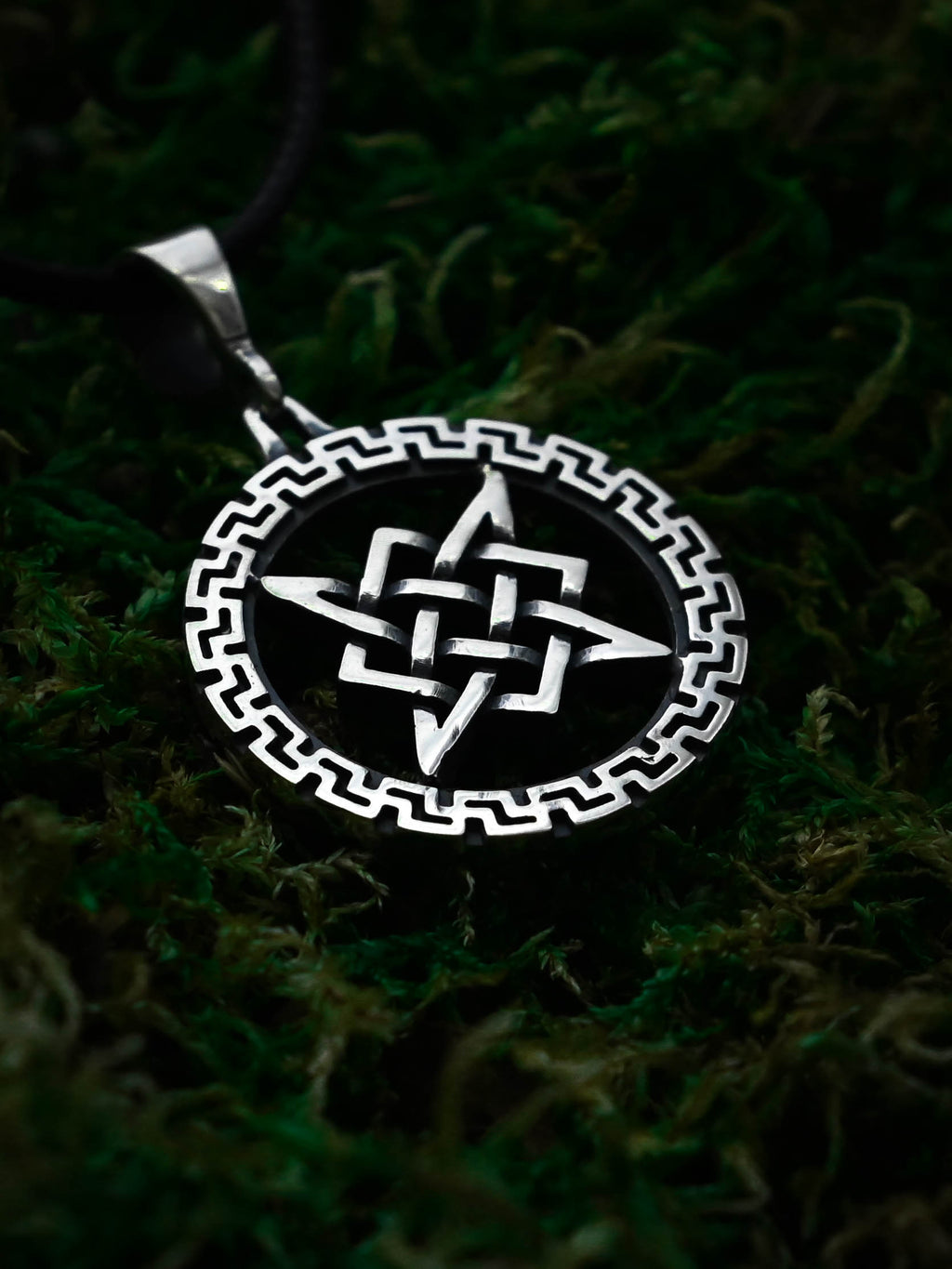 Star of Rus Amulet in a Rim, Sterling Silver 925 — Slavic Symbol Pendant