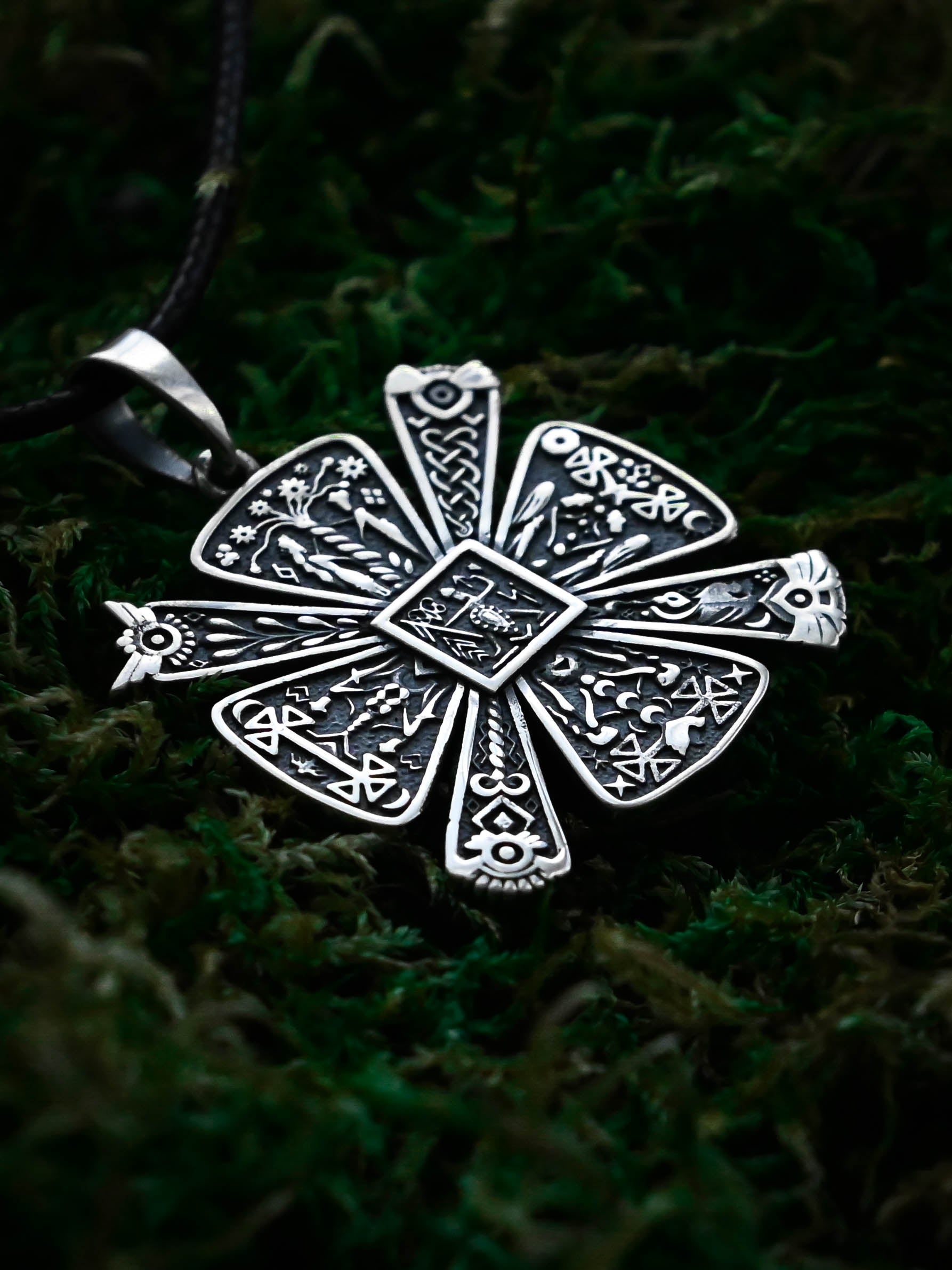 Slavic Kres Amulet in Futhark, Sterling Silver 925 — Slavic & Viking Symbol Pendant