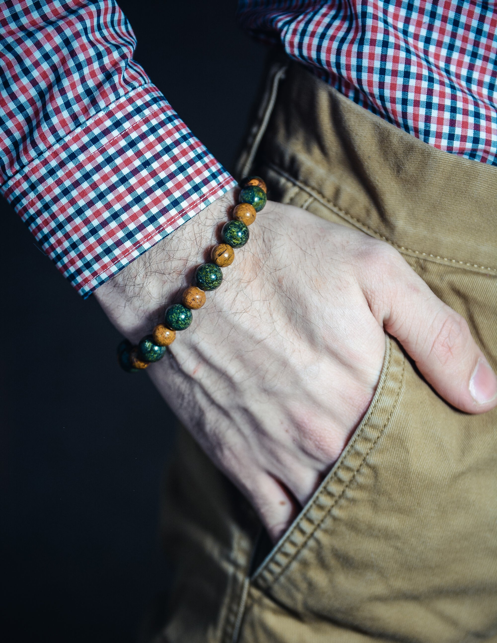 Serpentine and Jasper Bracelet