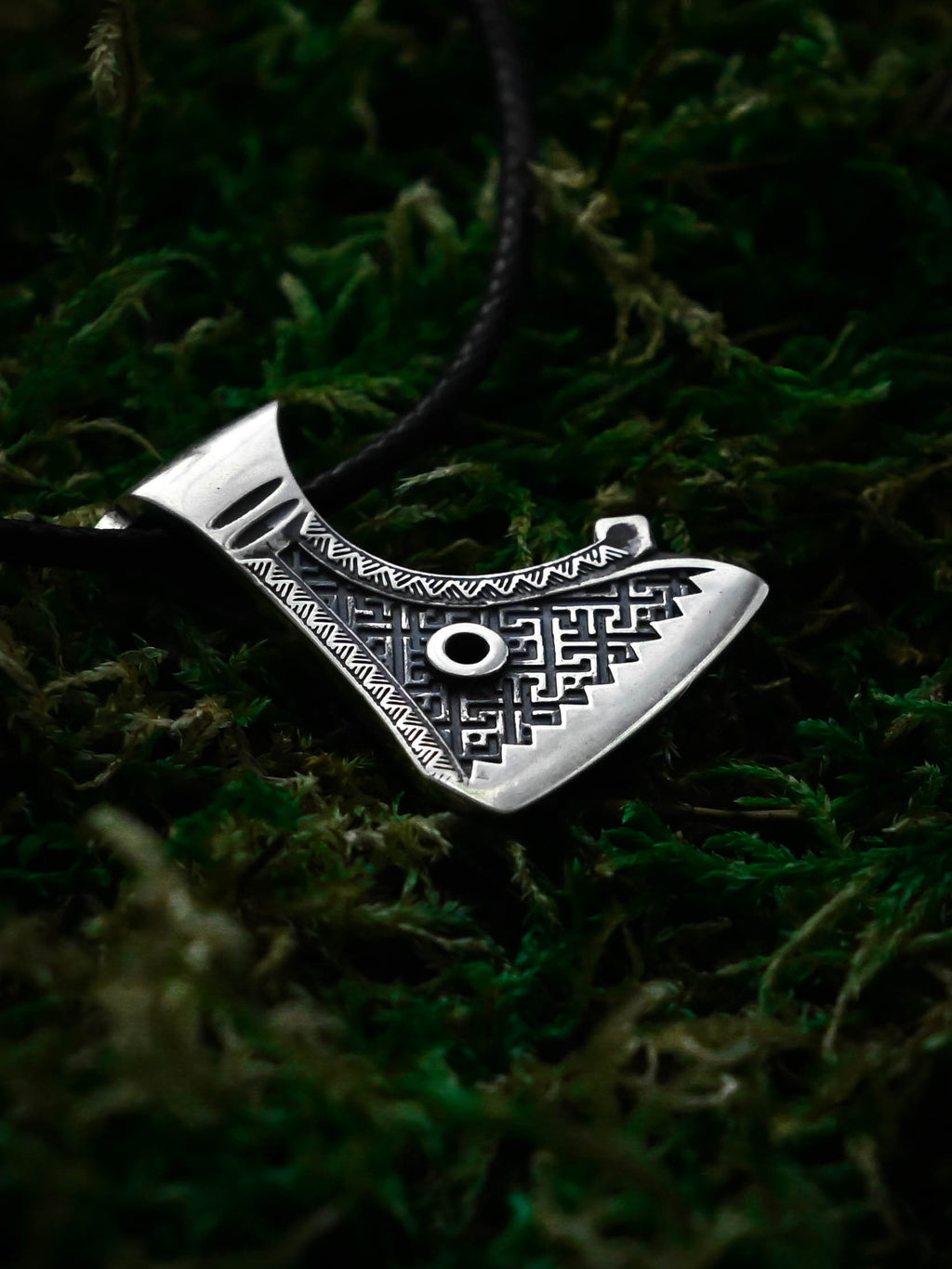Perun's Axe (Small) with Patterns, Sterling Silver 925 — Slavic Symbol Pendant