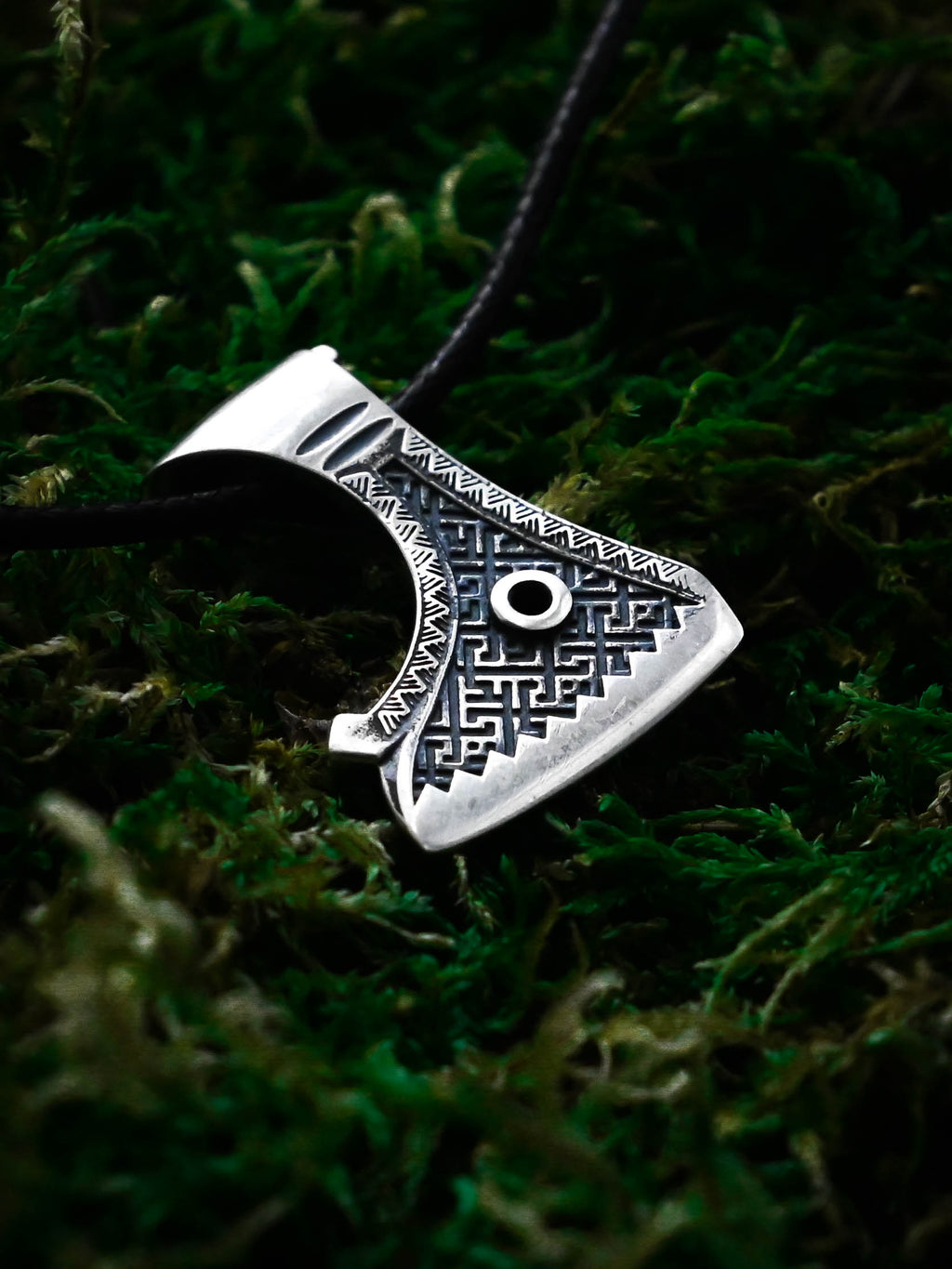 Perun's Axe (Small) with Patterns, Sterling Silver 925 — Slavic Symbol Pendant
