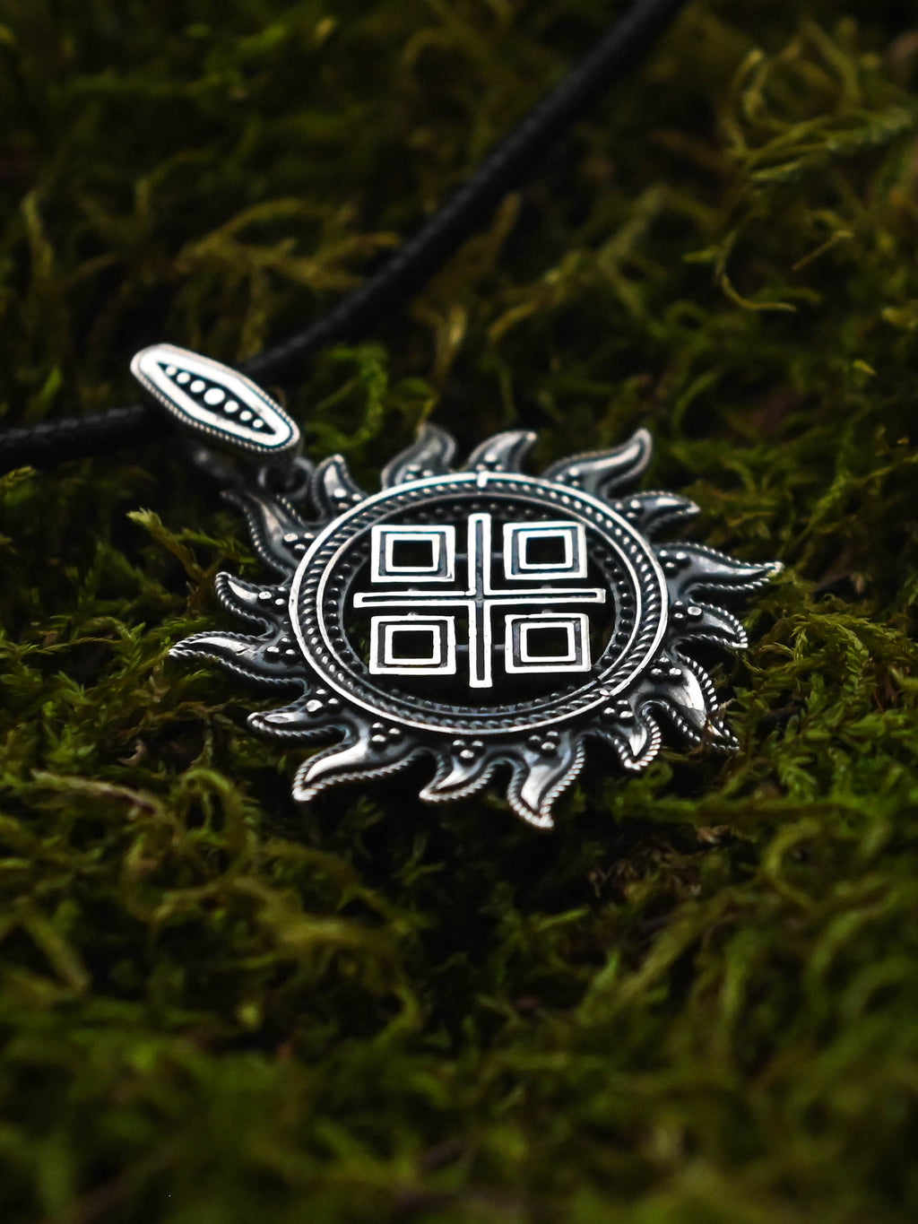 Makosh (Mokosh) in Sun Amulet, Sterling Silver 925 — Slavic, Viking & Norse Pendant