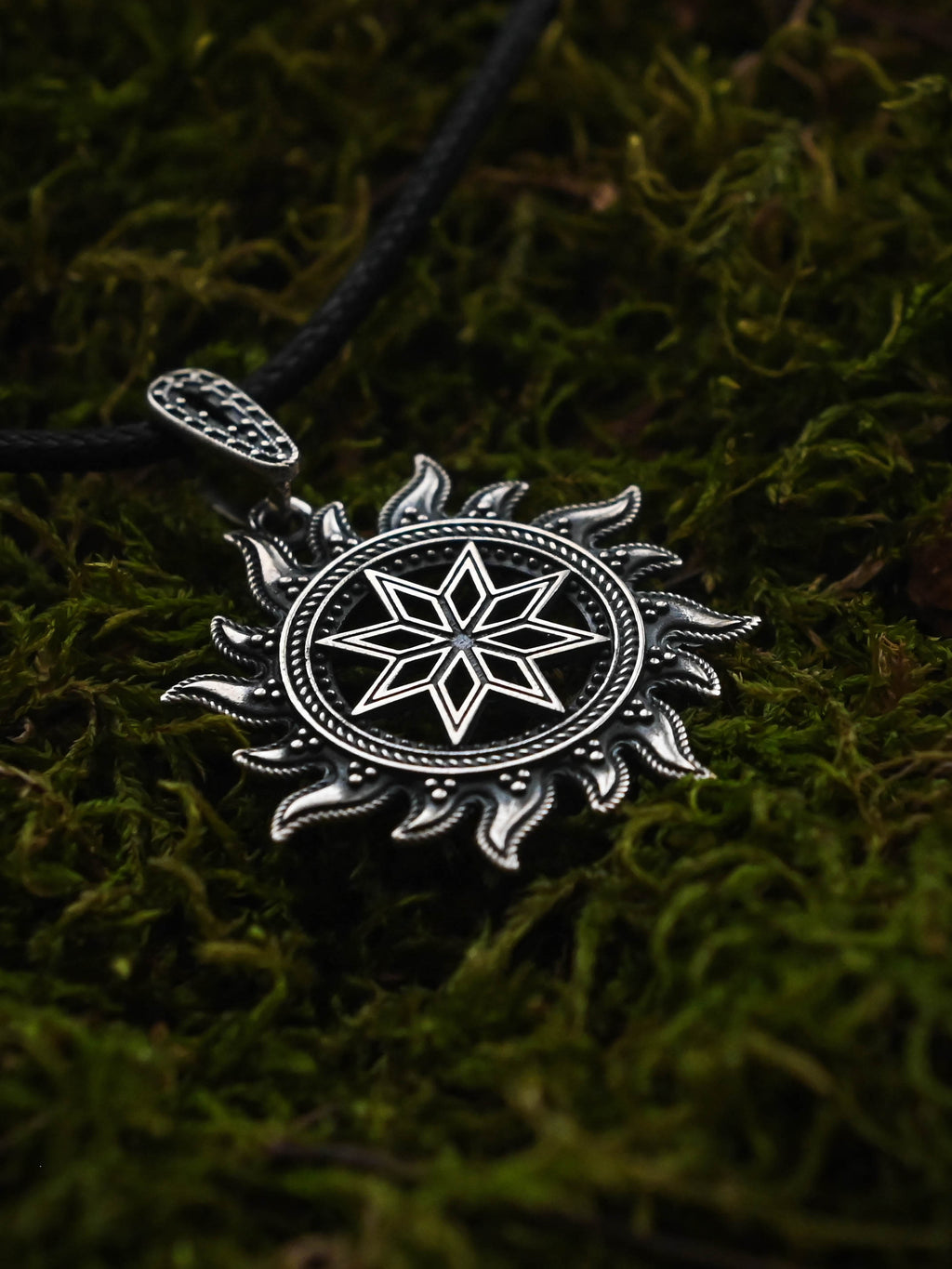 Alatyr in Sun Amulet, Sterling Silver 925 — Slavic, Viking & Norse Pendant