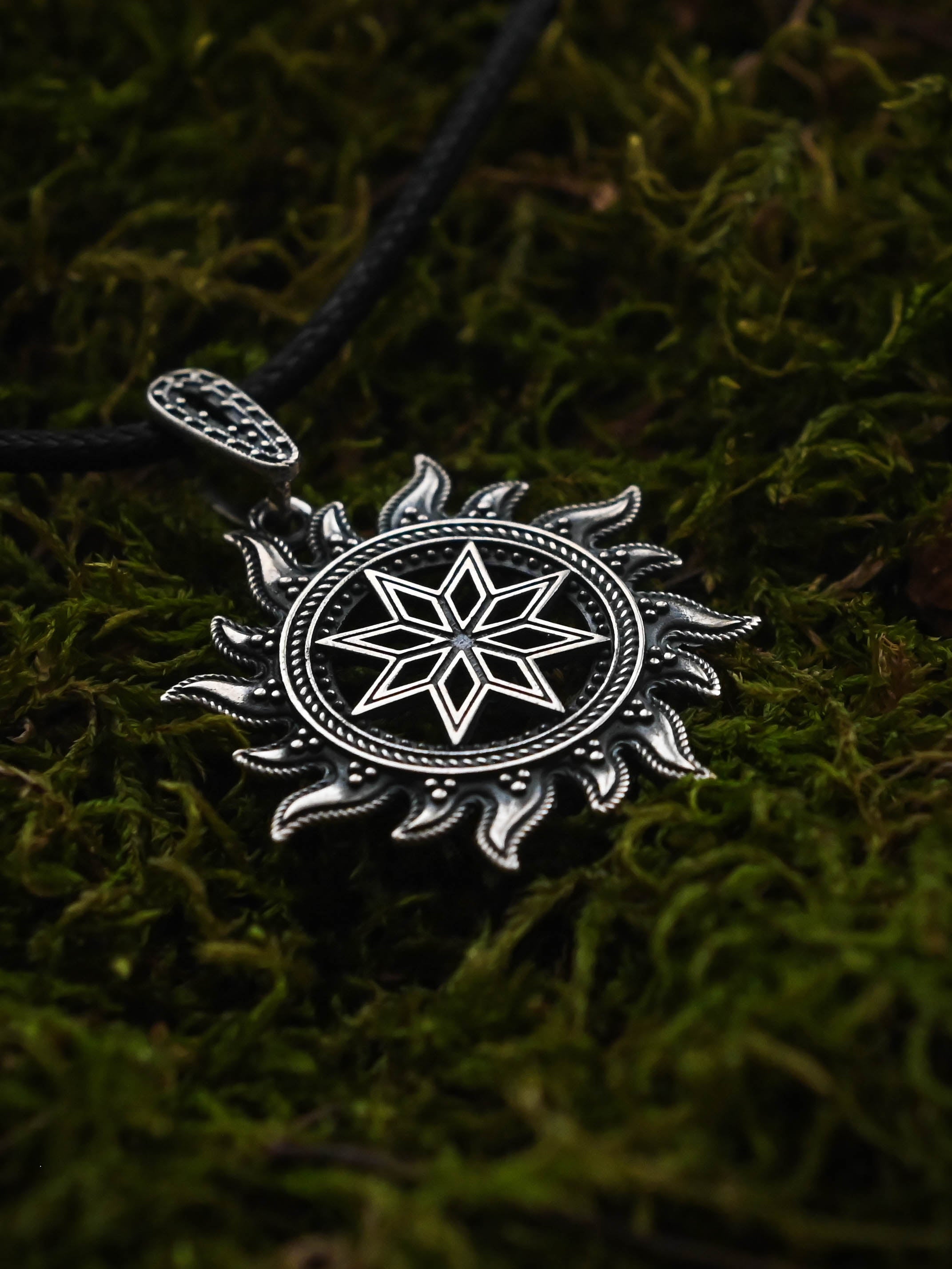 Alatyr in Sun Amulet, Sterling Silver 925 — Slavic, Viking & Norse Pendant
