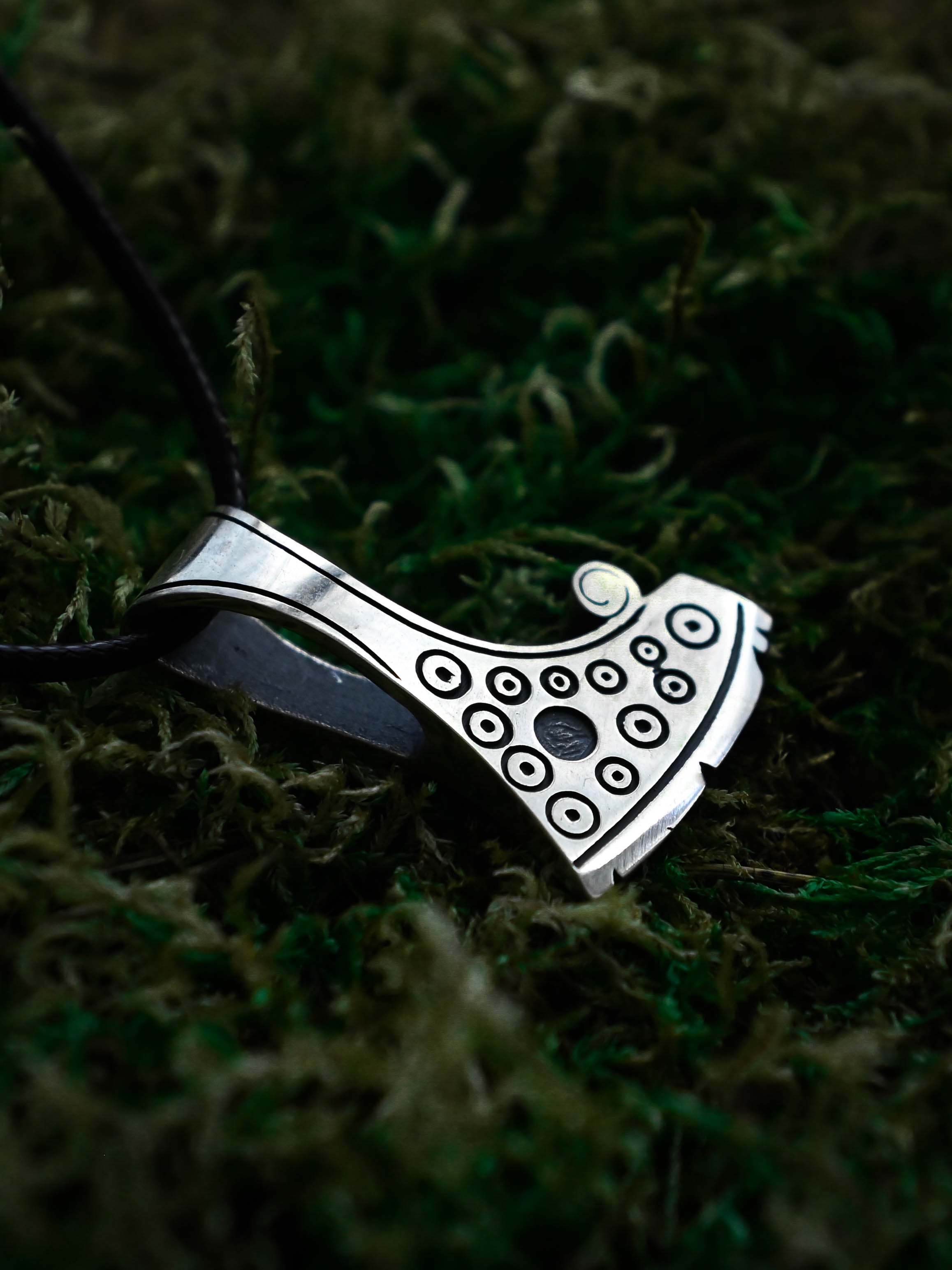 Perun's Axe with Circles, Sterling Silver 925 — Slavic Symbol Pendant