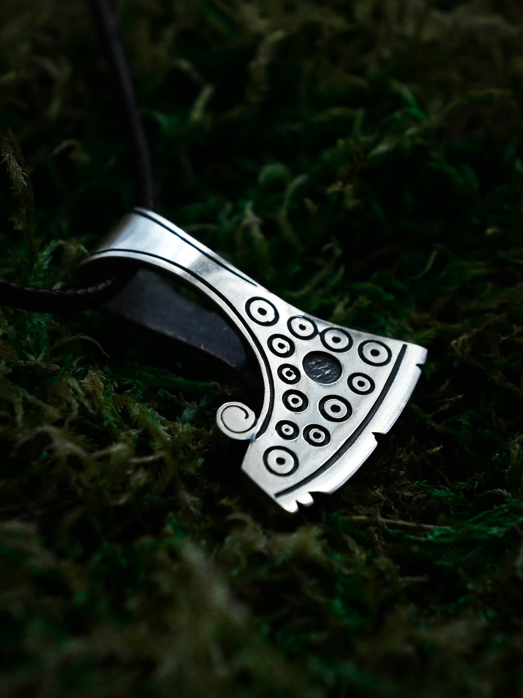 Perun's Axe with Circles, Sterling Silver 925 — Slavic Symbol Pendant