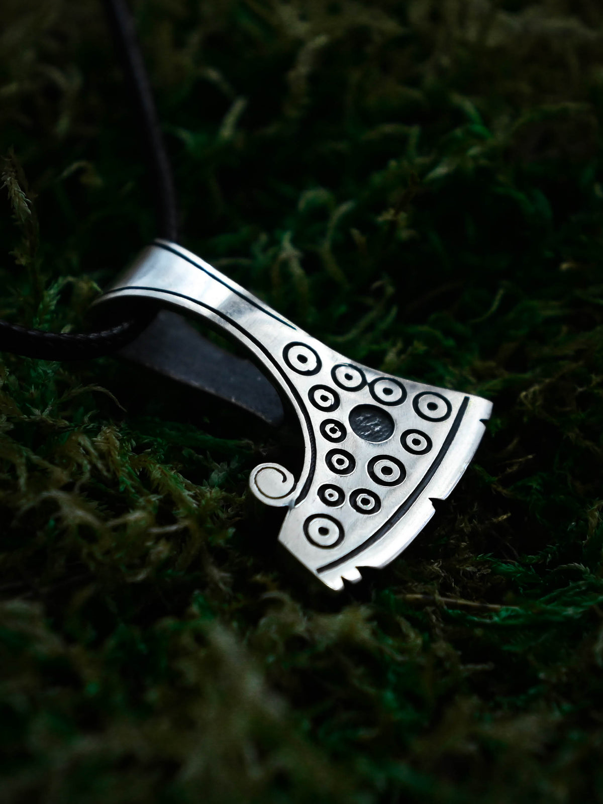 Perun's Axe with Circles, Sterling Silver 925 — Slavic Symbol Pendant