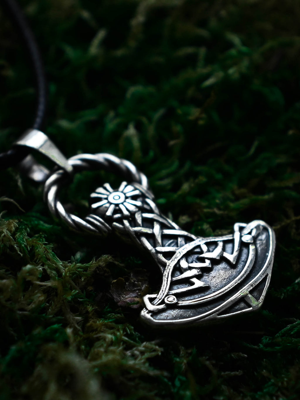 Thor's Hammer with Ring, Sterling Silver 925 — Viking Symbol Pendant