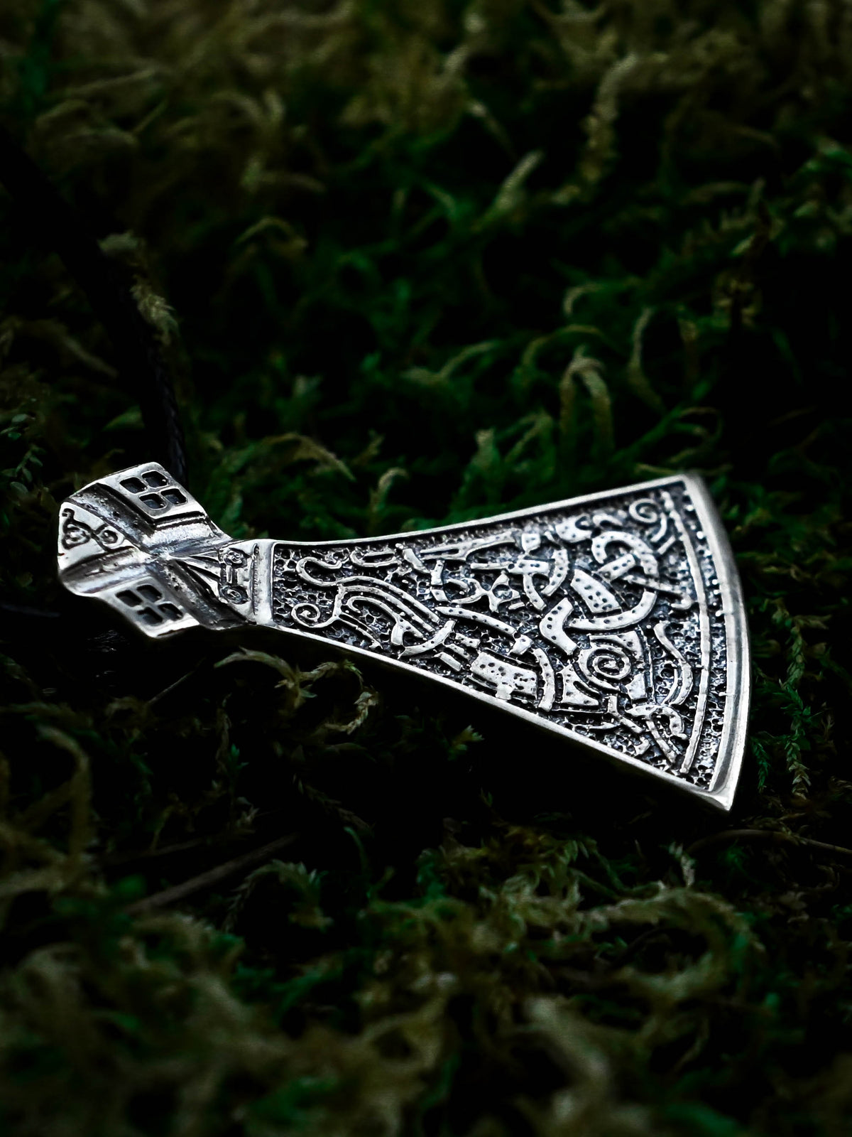 Perun's Axe (Large) with Patterns, Sterling Silver 925 — Slavic Symbol Pendant