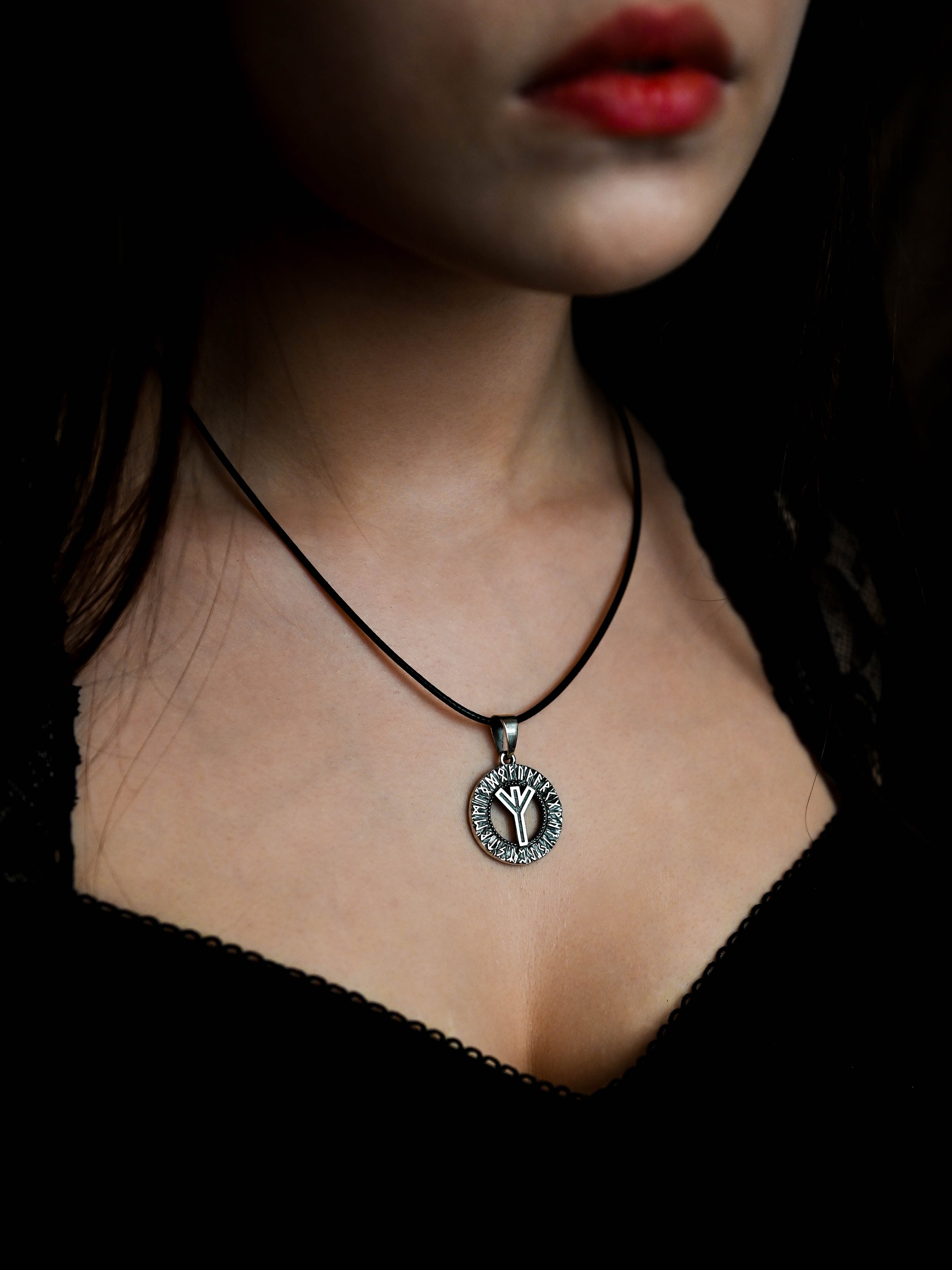 Algiz Rune Amulet, Elder Futhark, Sterling Silver 925 — Viking & Norse Symbol Pendant