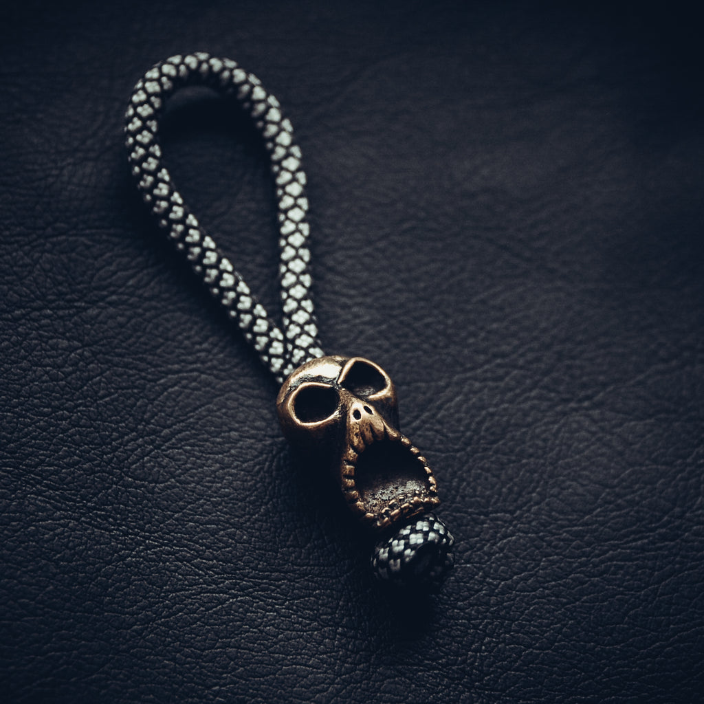 Ghost Keychain, Bronze on Paracord Cord