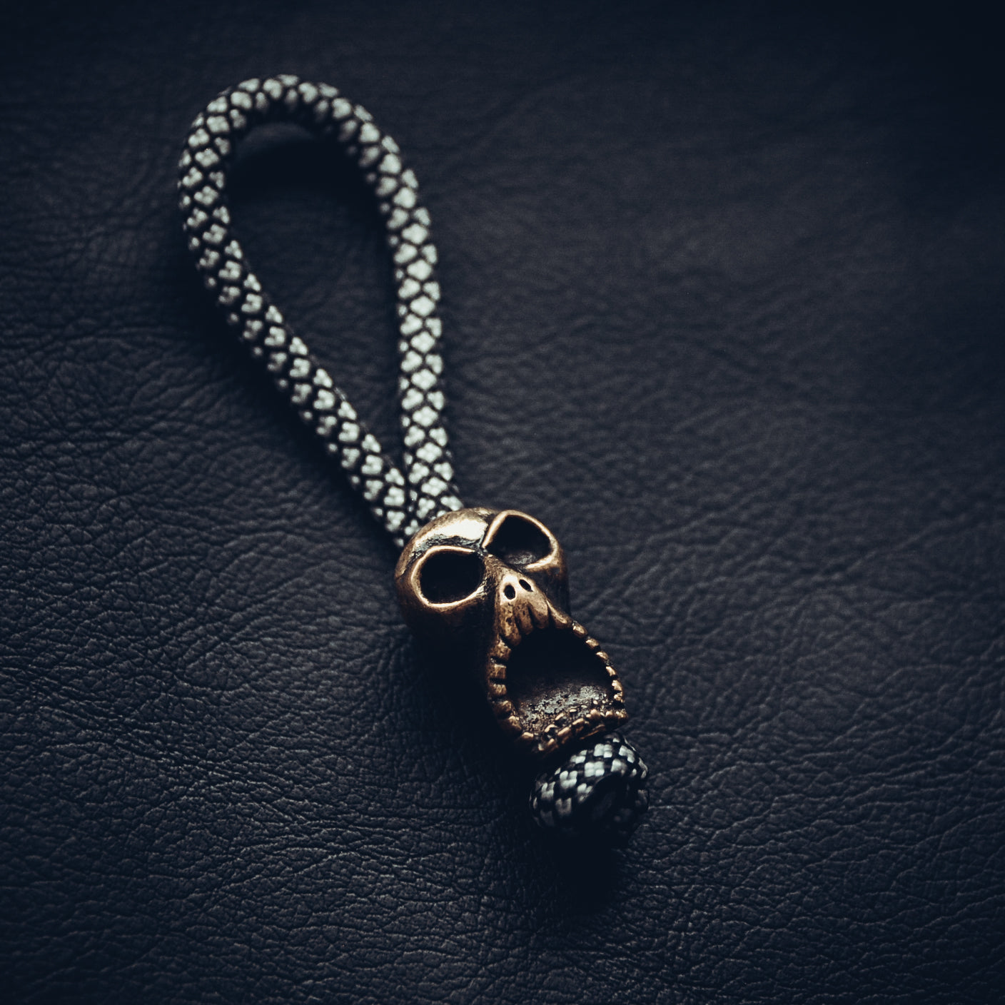Ghost Keychain, Bronze on Paracord Cord