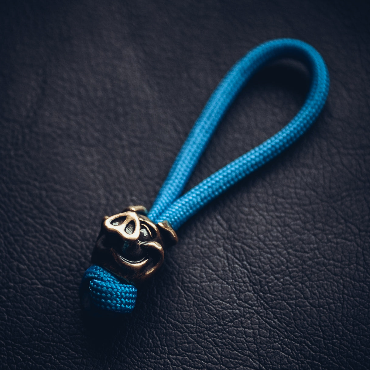 Pig Keychain, Bronze on Paracord Cord