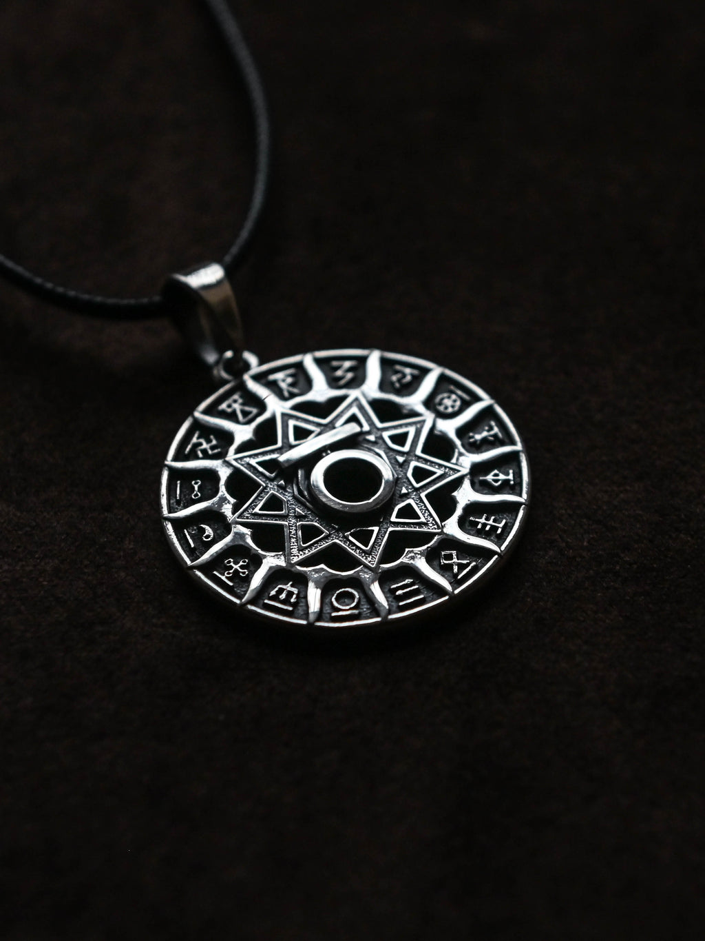 Slavic Chertog Medved (Bear) Amulet, Sterling Silver 925 — Svarog Circle Zodiac Pendant