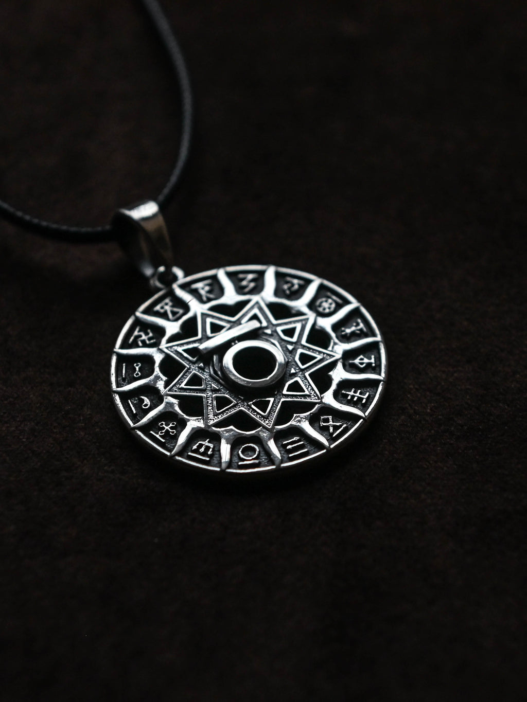 Slavic Chertog Medved (Bear) Amulet, Sterling Silver 925 — Svarog Circle Zodiac Pendant