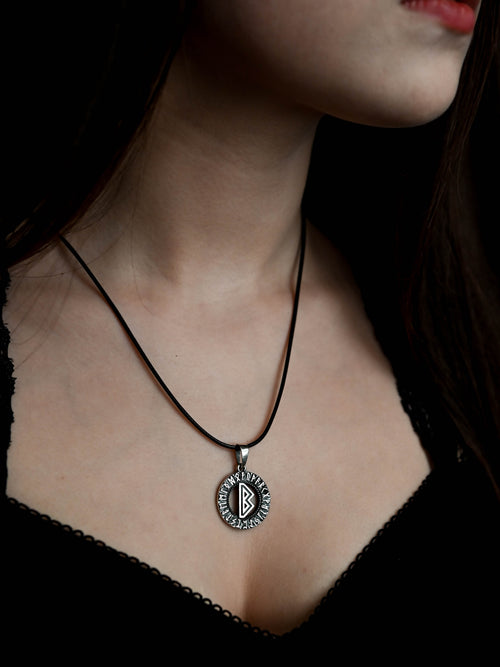 Berkano Rune Amulet, Elder Futhark, Sterling Silver 925 — Viking & Norse Symbol Pendant